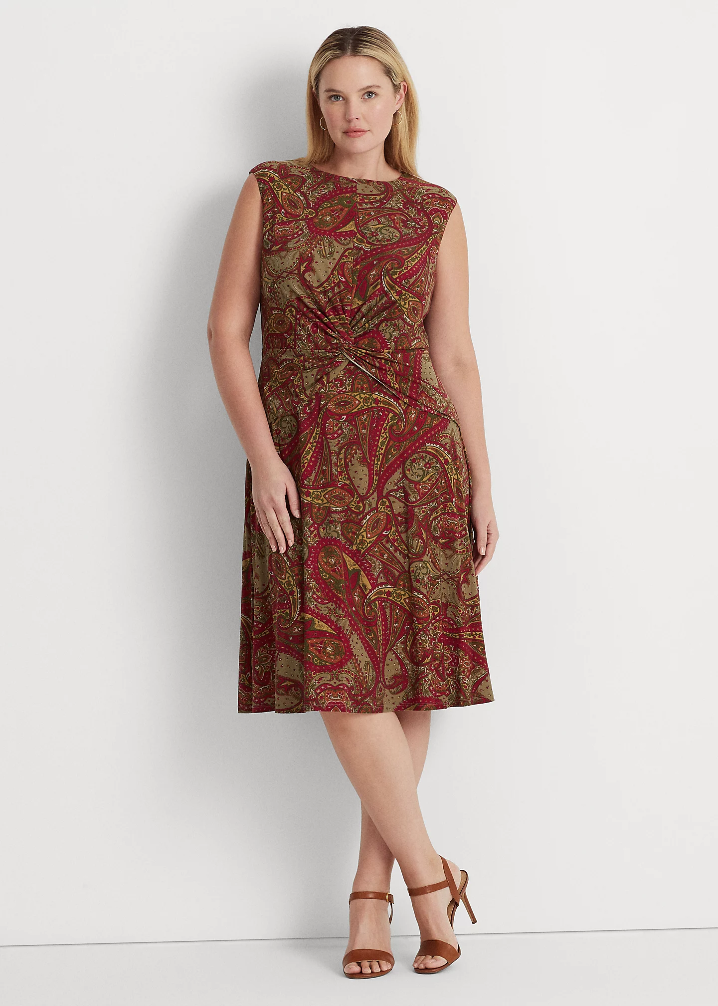 Paisley Twist-Front Jersey Dress