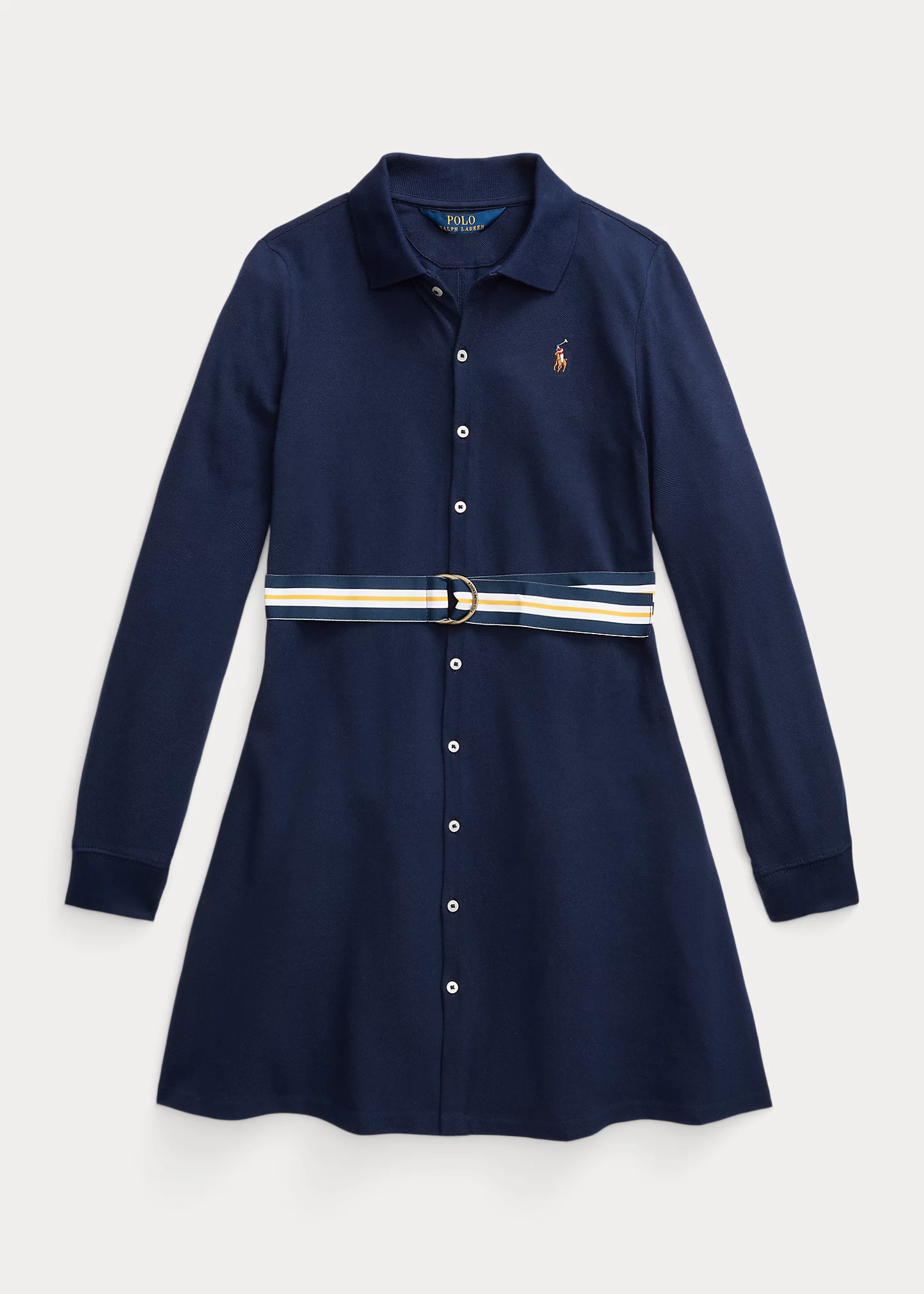 Belted Knit Oxford Polo Dress