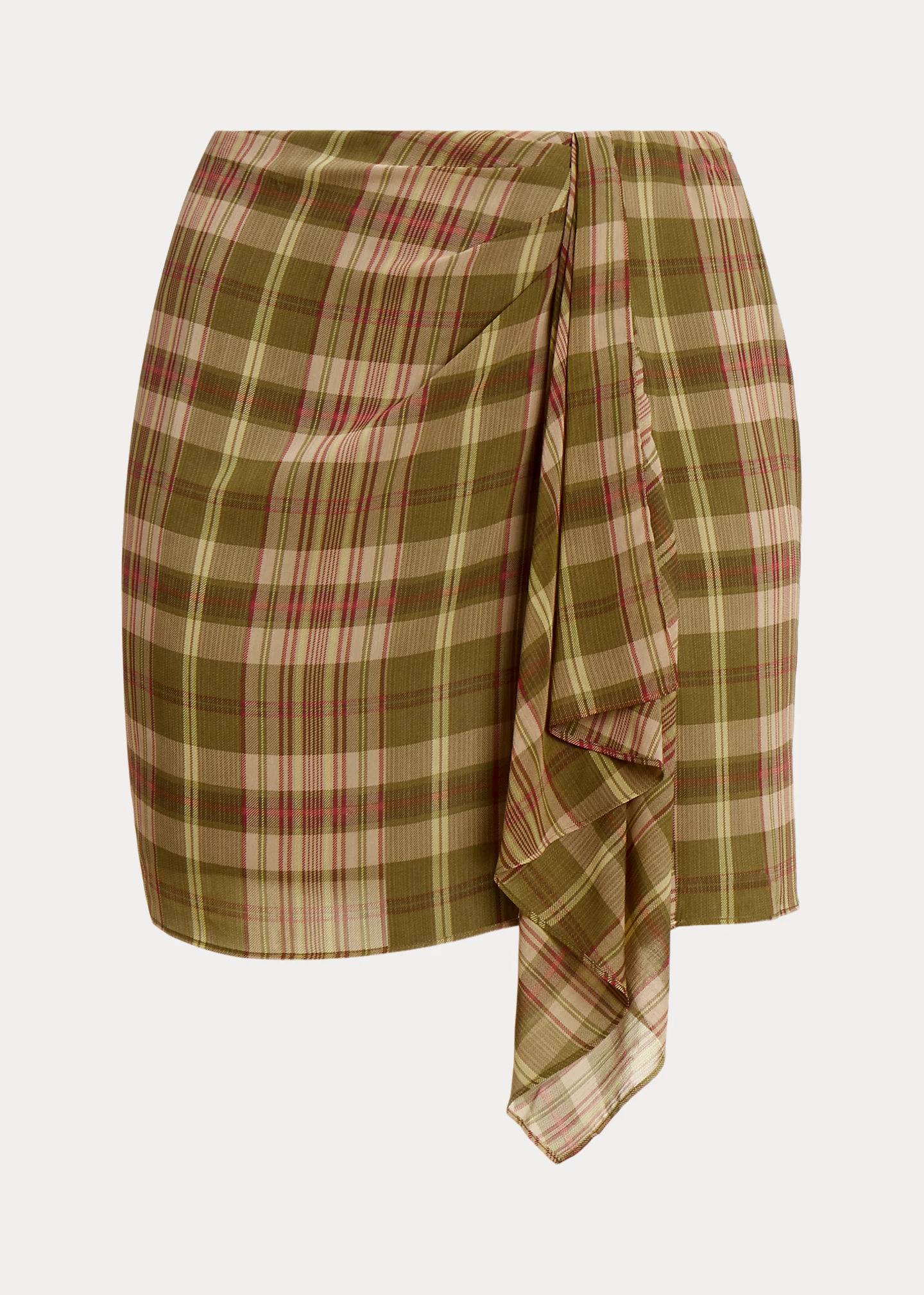 Plaid Ruffle-Trim Georgette Skirt