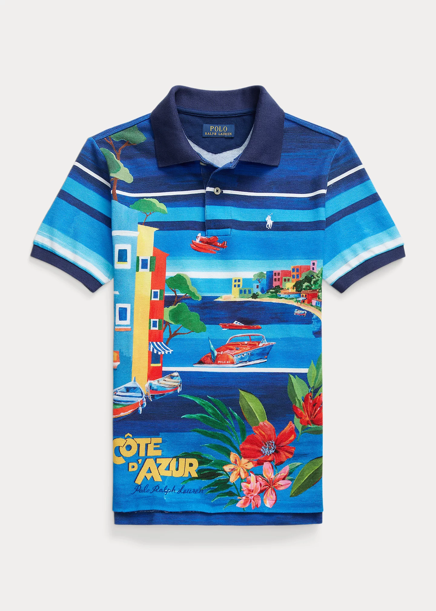 Cotton Mesh Graphic Polo Shirt