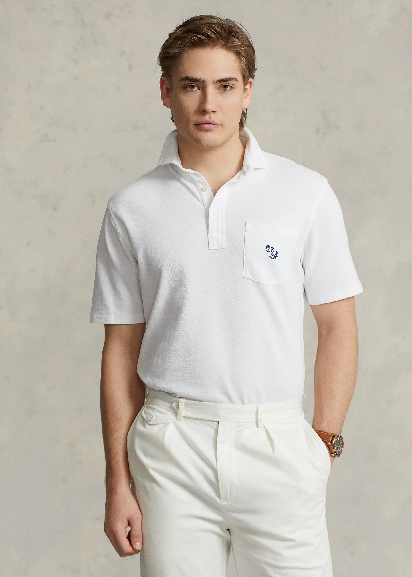 Classic Fit Anchor Mesh Polo Shirt