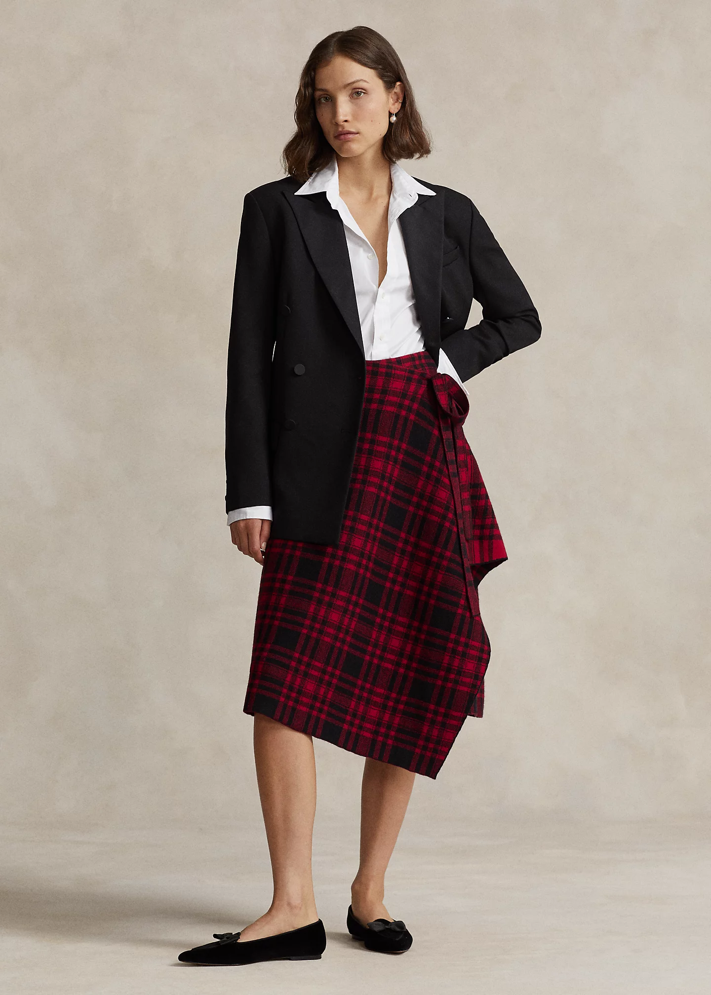 Plaid Wrap Sweater Skirt