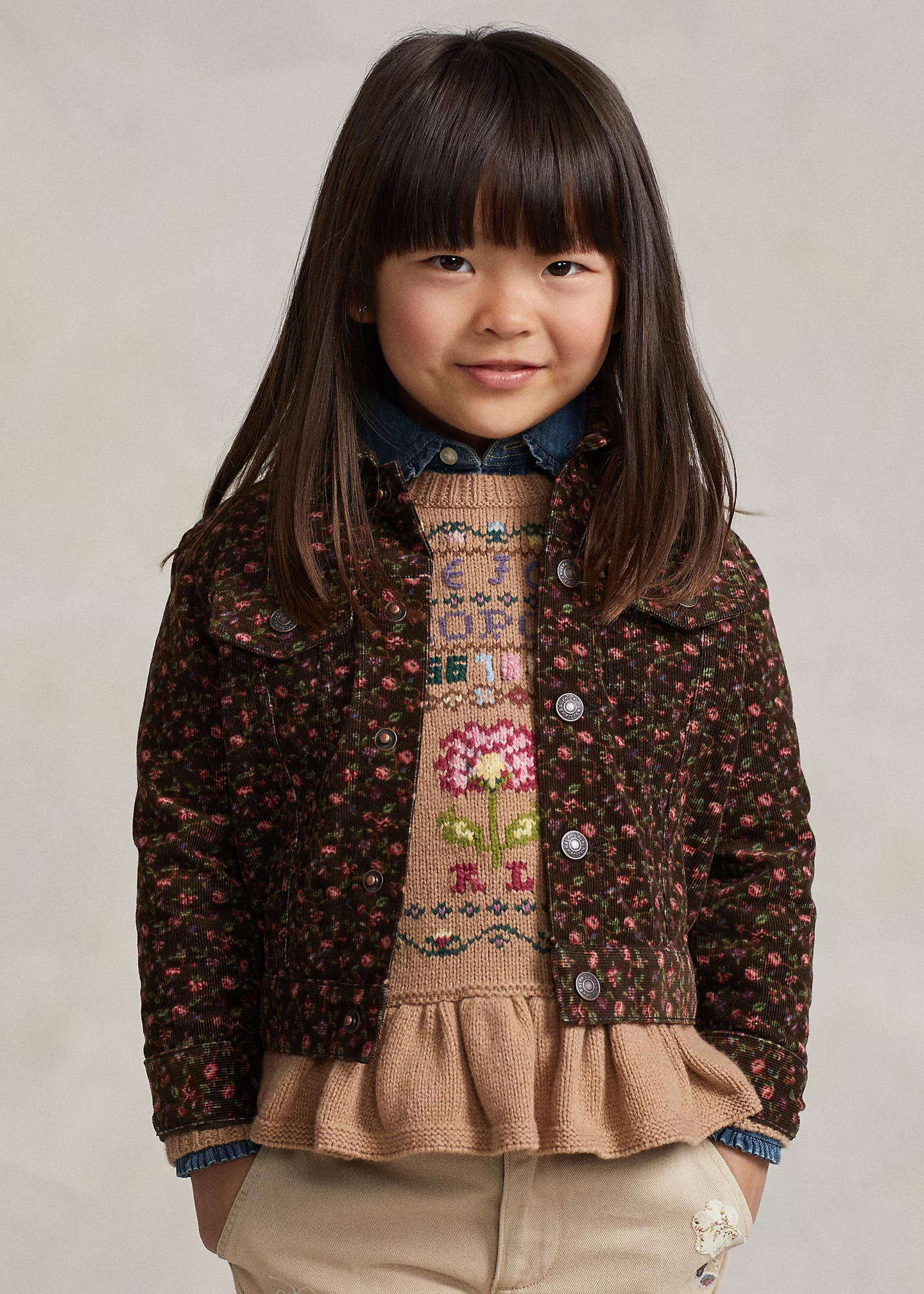 Floral Corduroy Trucker Jacket