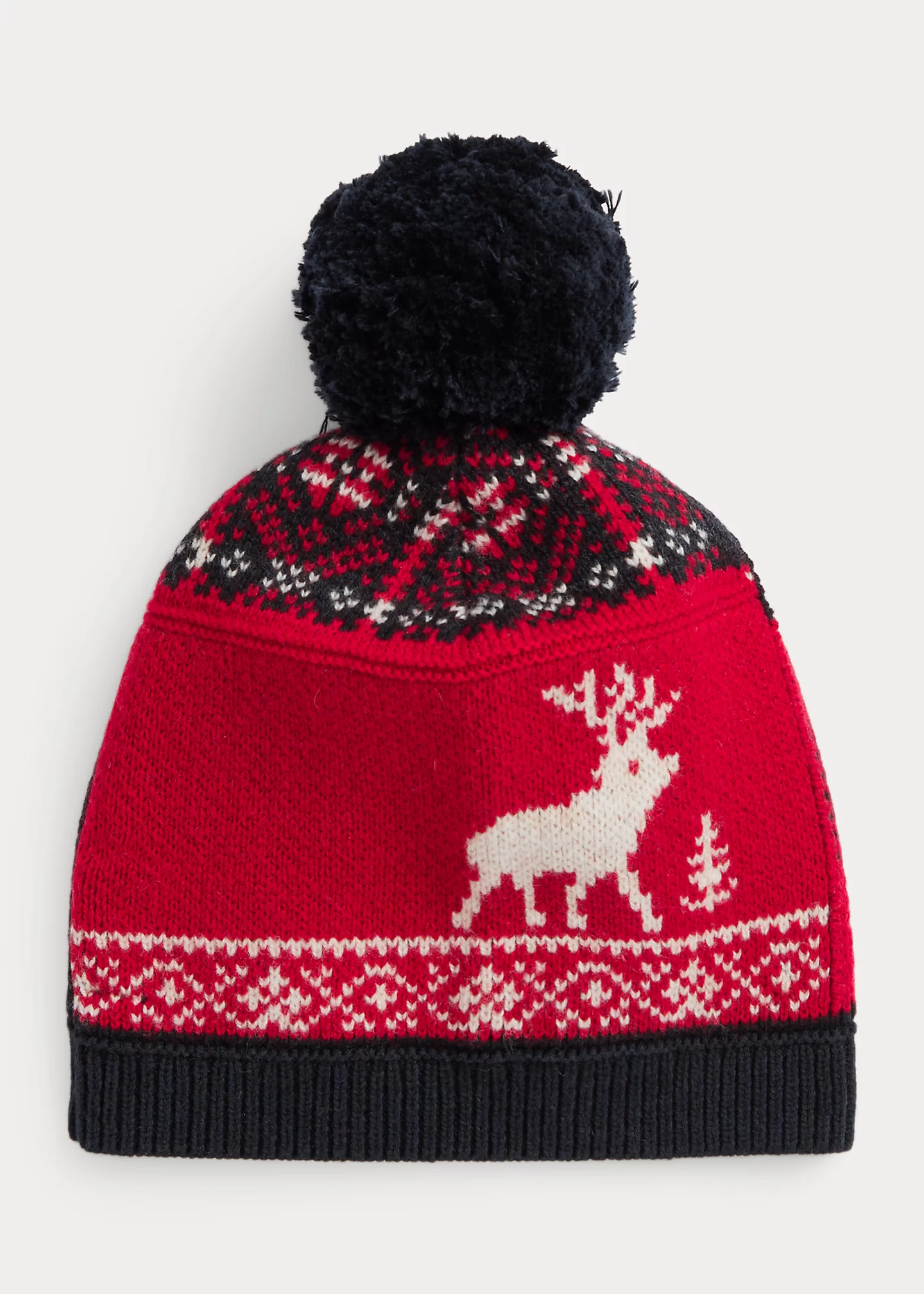 Patchwork Wool-Blend Pom-Pom Hat