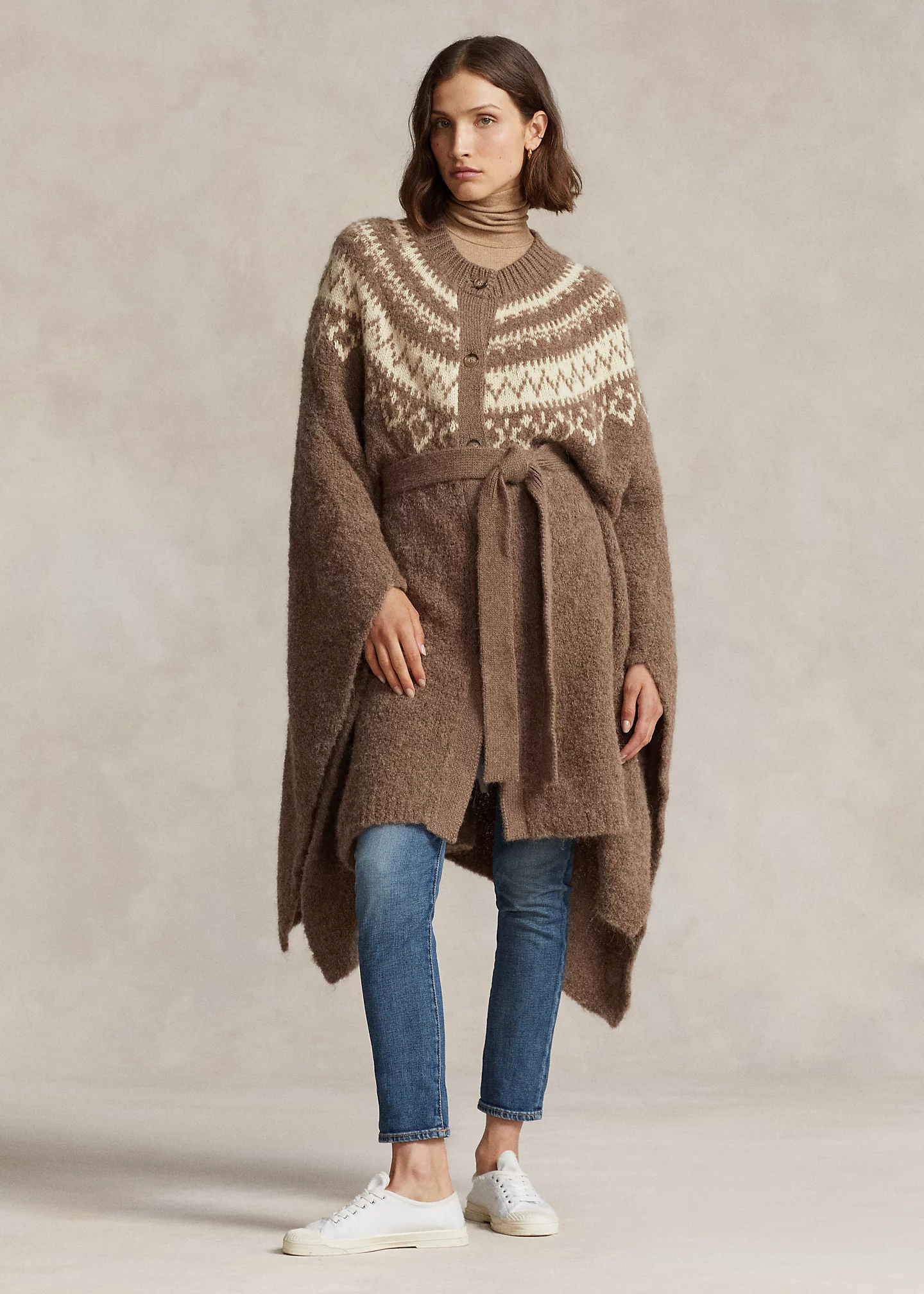 Fair Isle Wool-Blend Cape Cardigan