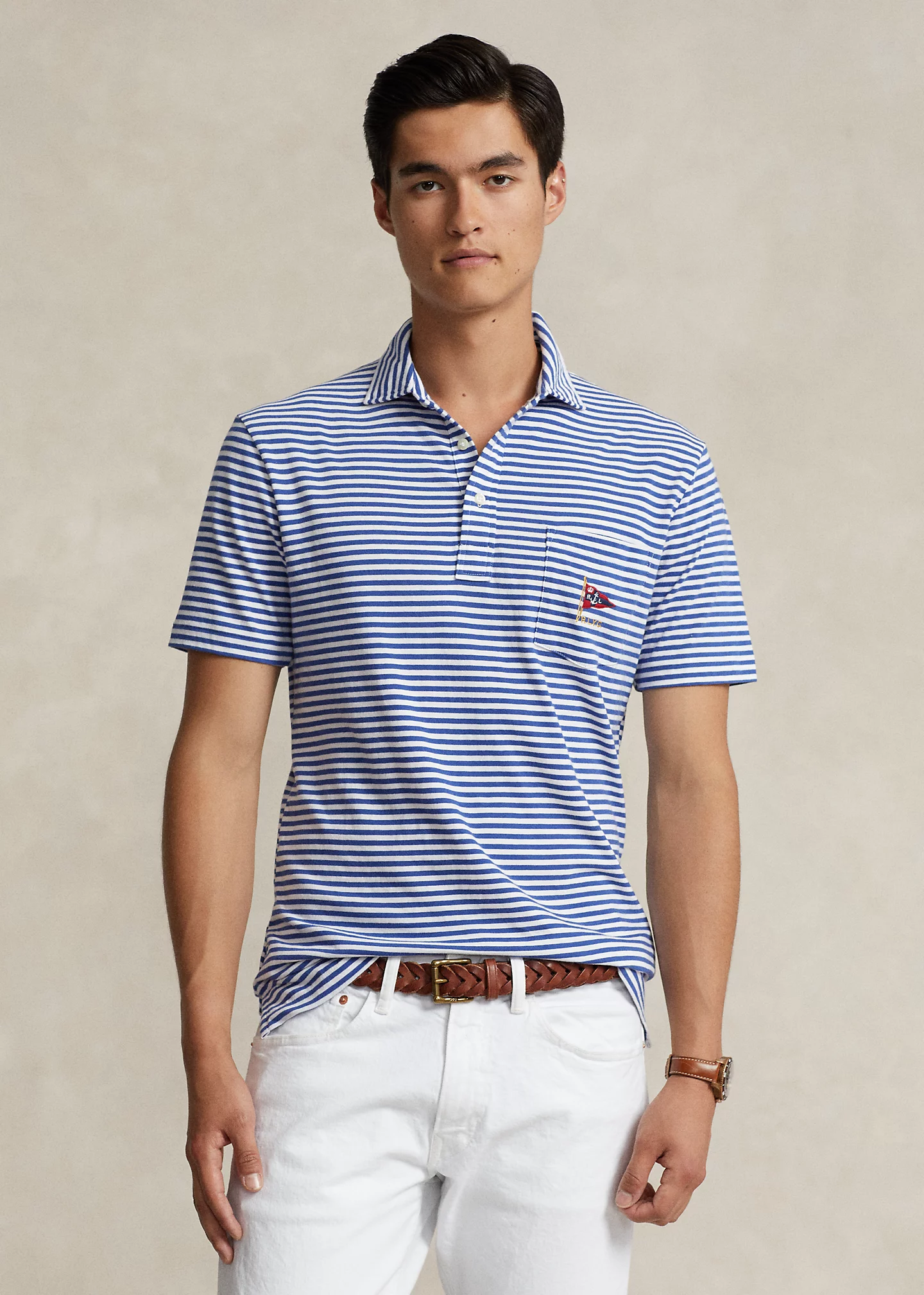 Classic Fit Striped Lisle Polo Shirt
