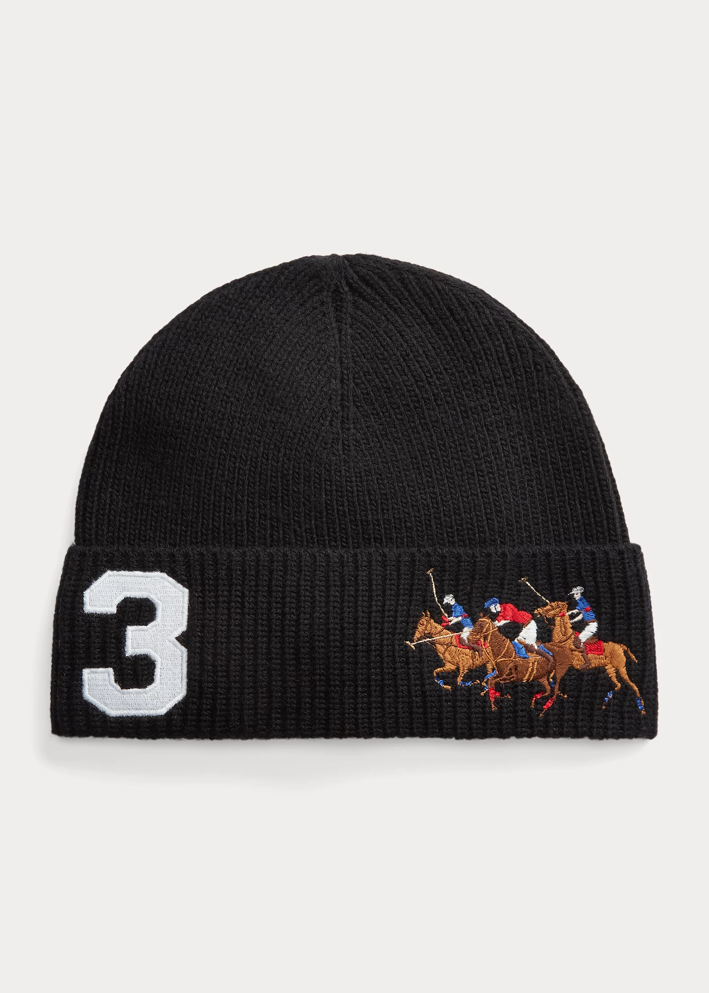 Triple-Pony Rib-Knit Beanie