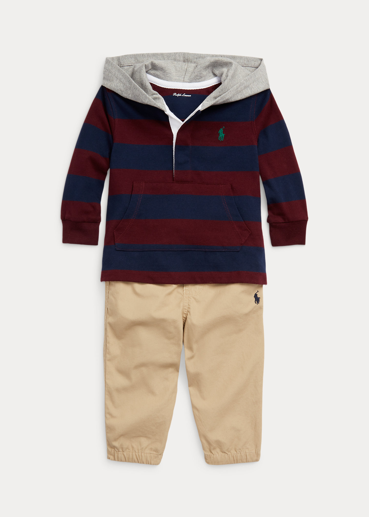 Cotton Hooded Rugby Shirt & Pant Set