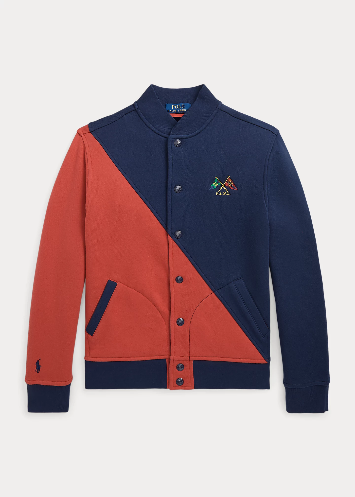 Nautical-Flag Fleece Baseball Jacket