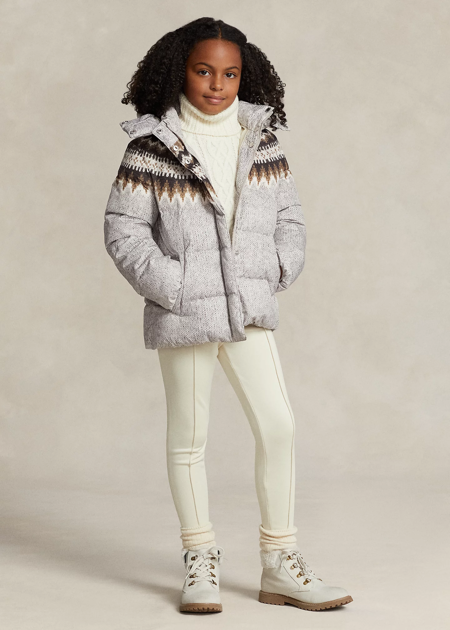 Fair Isle Water-Repellent Down Jacket