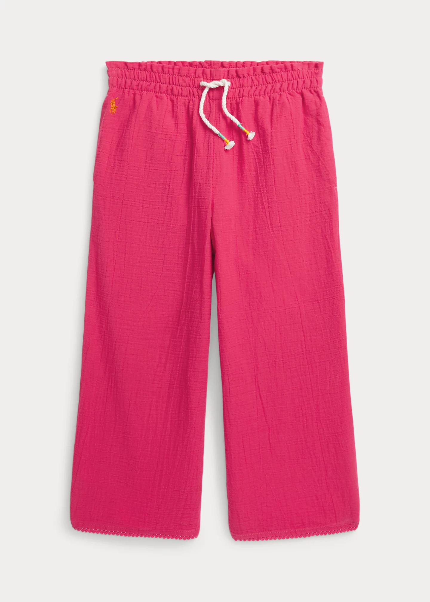 Crochet-Trim Cotton Gauze Pant