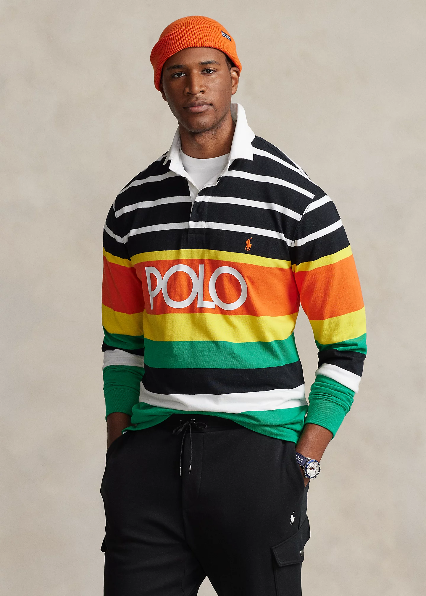 Logo Striped Jersey Rugby Shirt