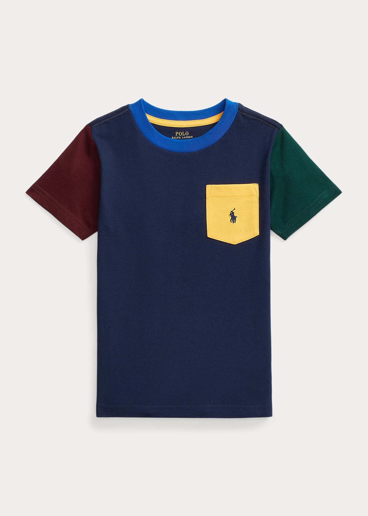 Color-Blocked Cotton Pocket Tee