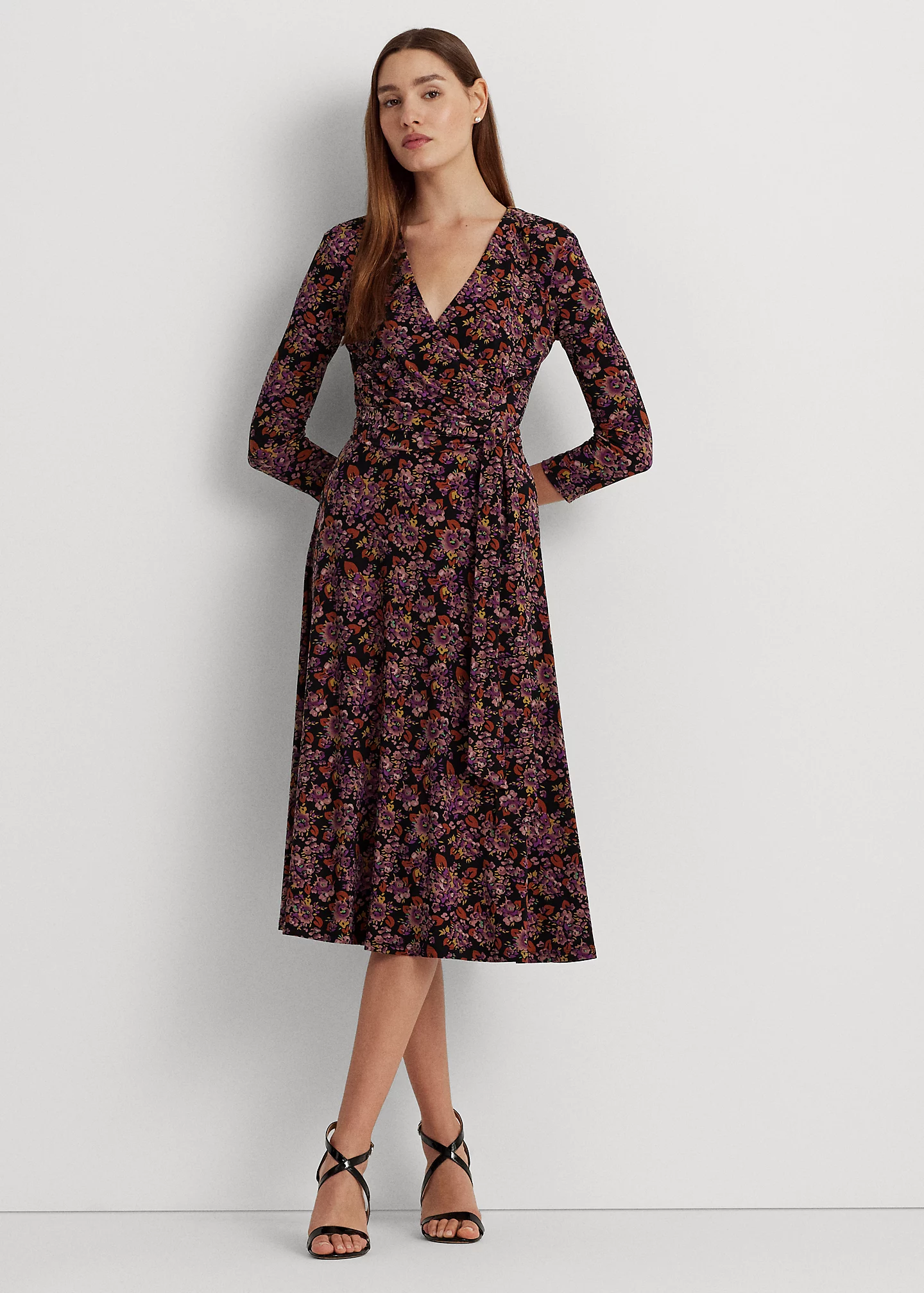 Floral Surplice Jersey Dress