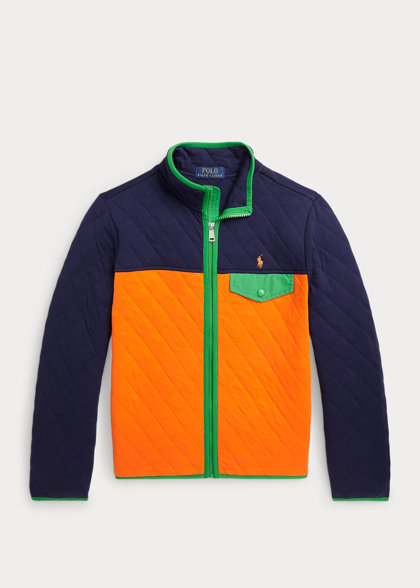 Color-Blocked Quilted Double-Knit Jacket