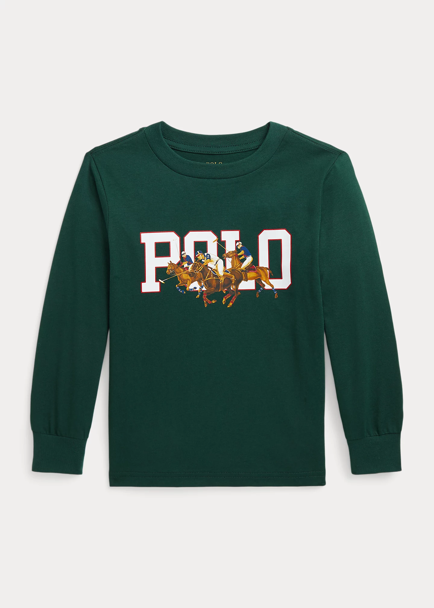 Triple-Pony Logo Cotton Long-Sleeve Tee