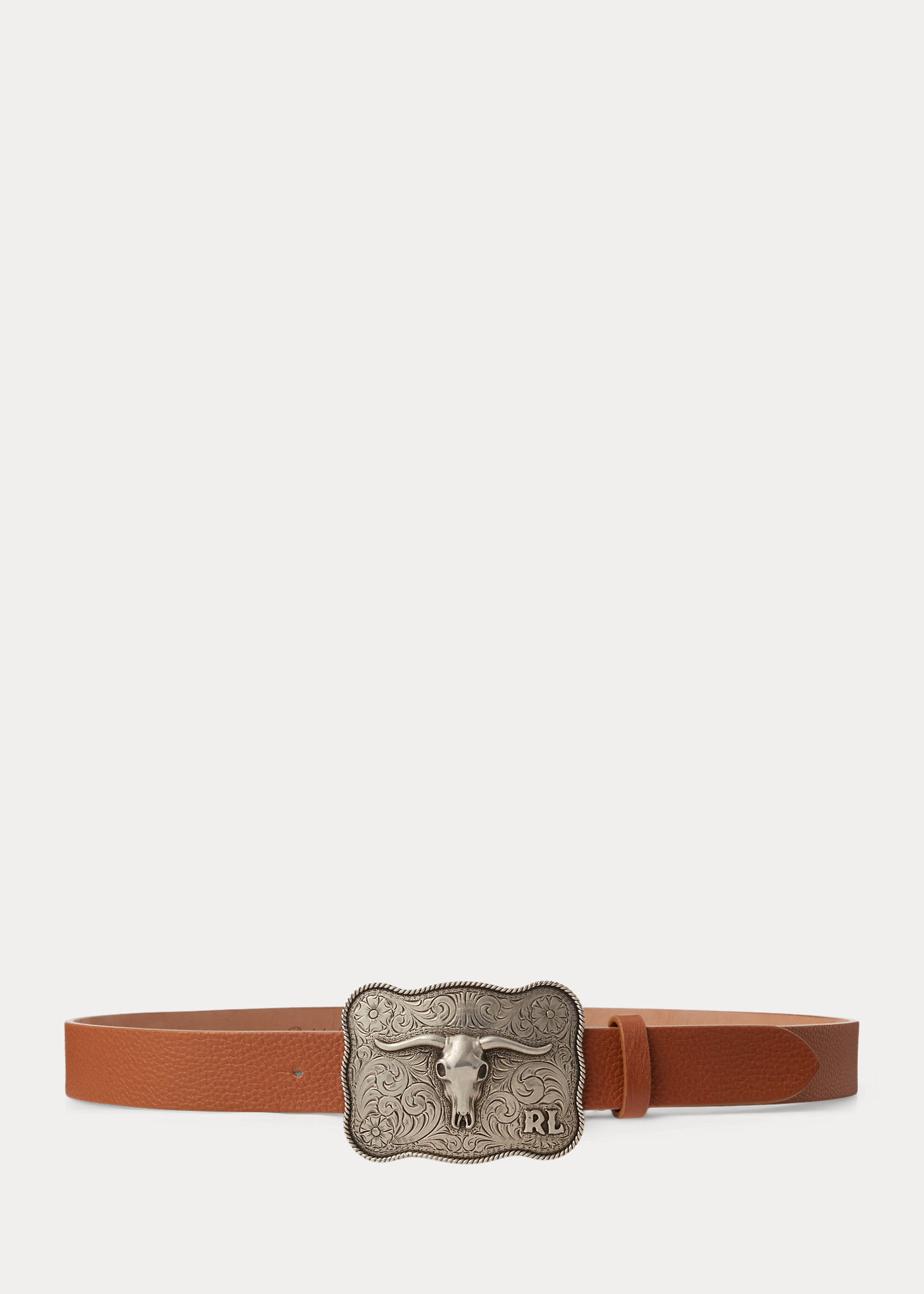 Rodeo-Buckle Pebbled Calfskin Belt