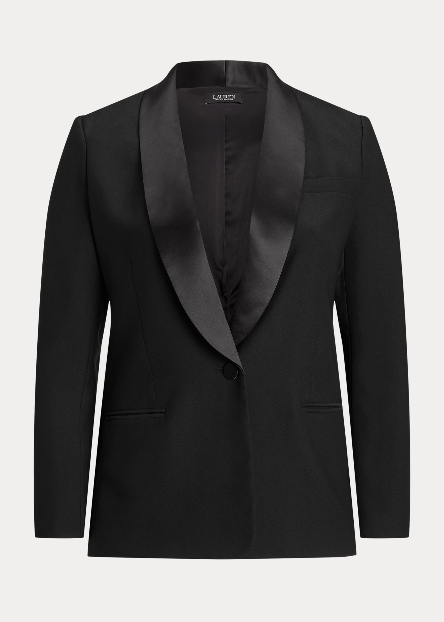 Satin-Trim Crepe Blazer