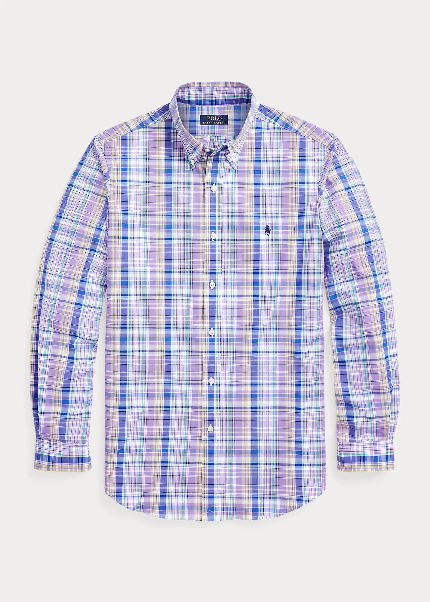 Classic Fit Plaid Stretch Poplin Shirt