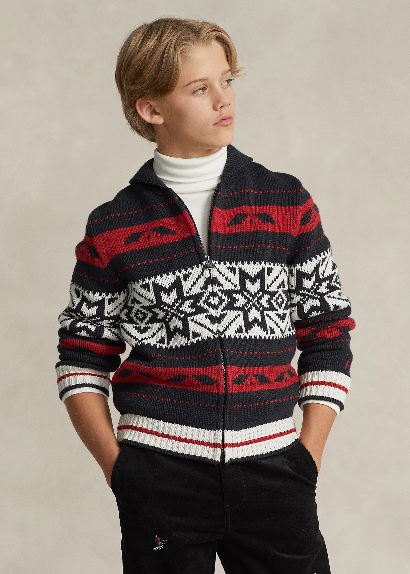 Cotton-Blend Full-Zip Sweater