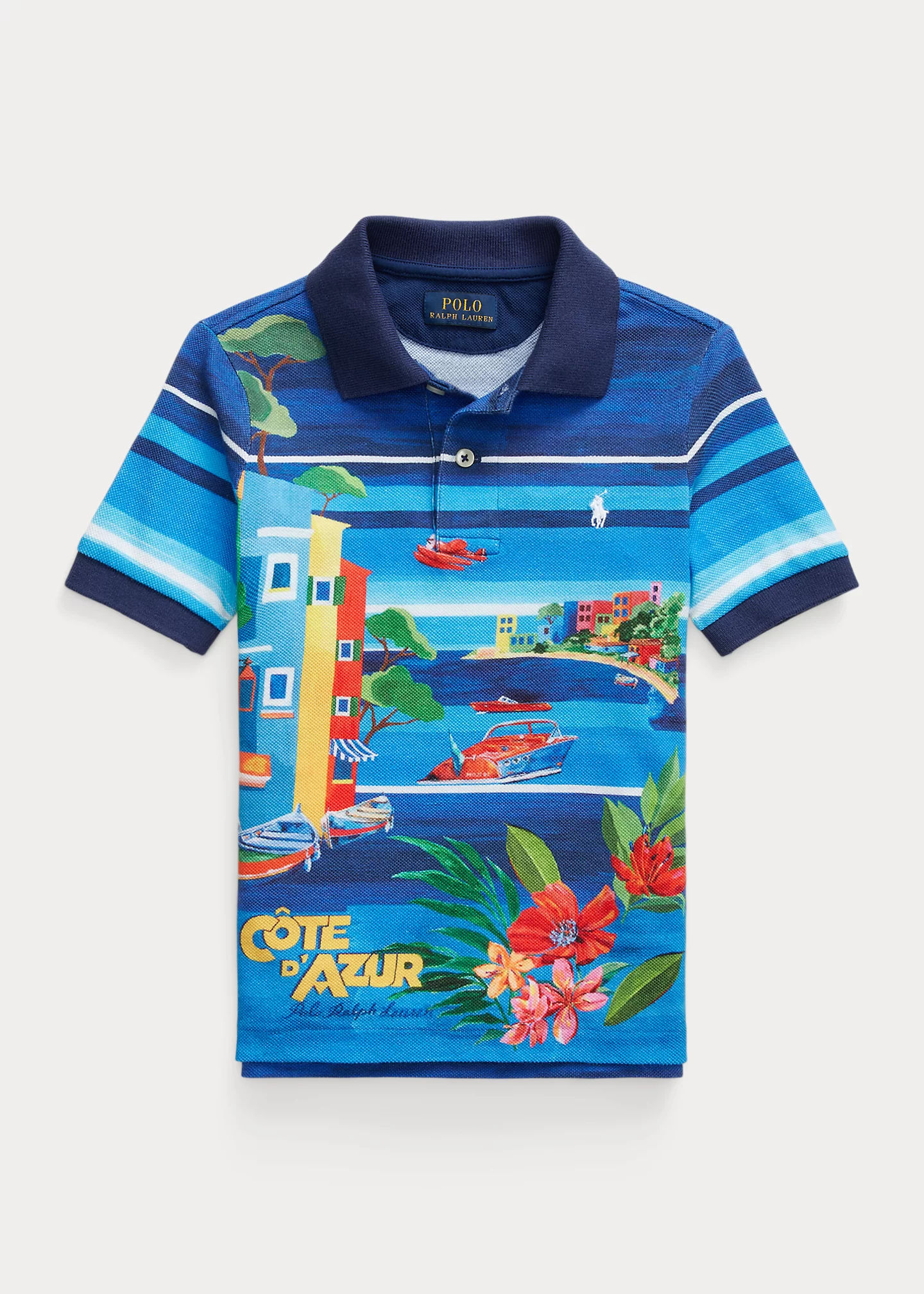 Cotton Mesh Graphic Polo Shirt