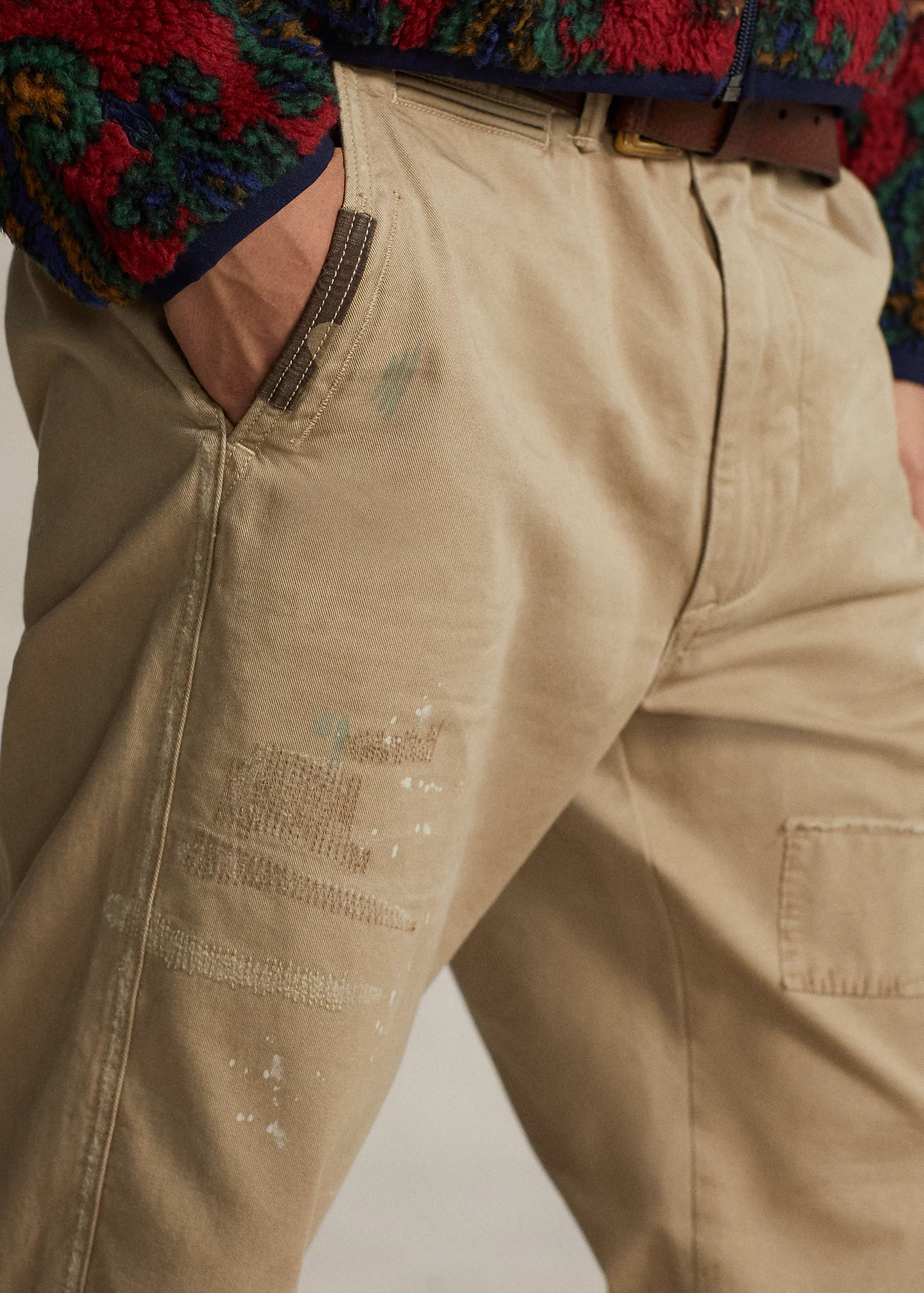 Relaxed Fit Distressed Chino Pant