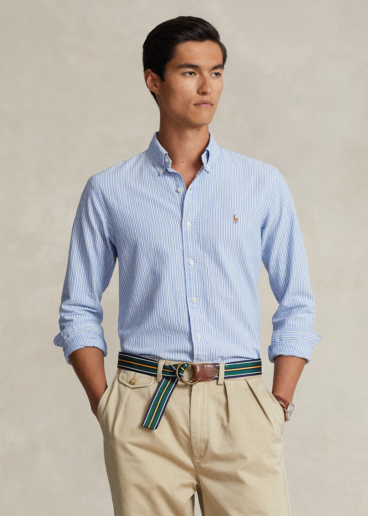 Classic Fit Striped Oxford Shirt