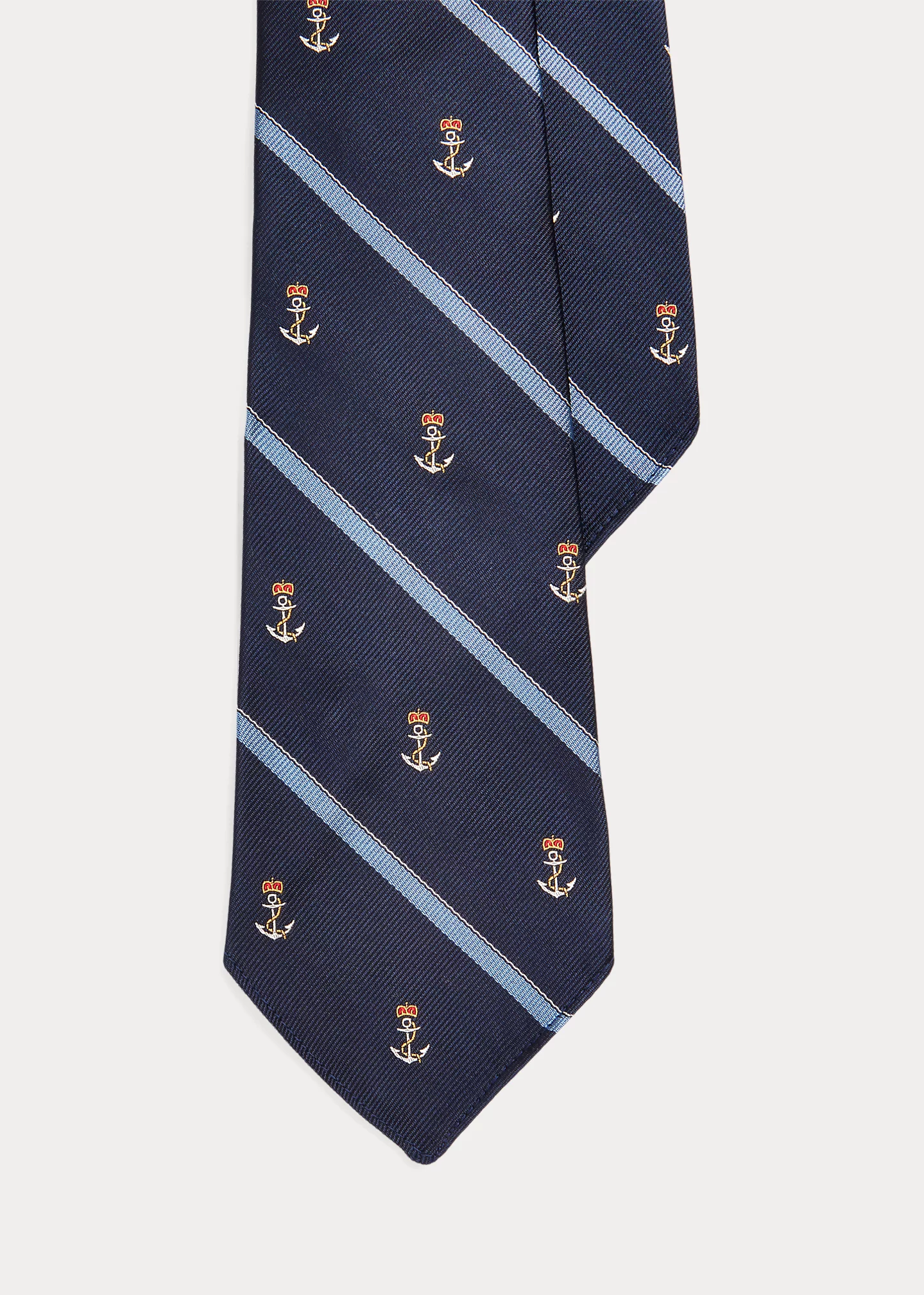 Vintage-Inspired Anchor-Stripe Silk Tie