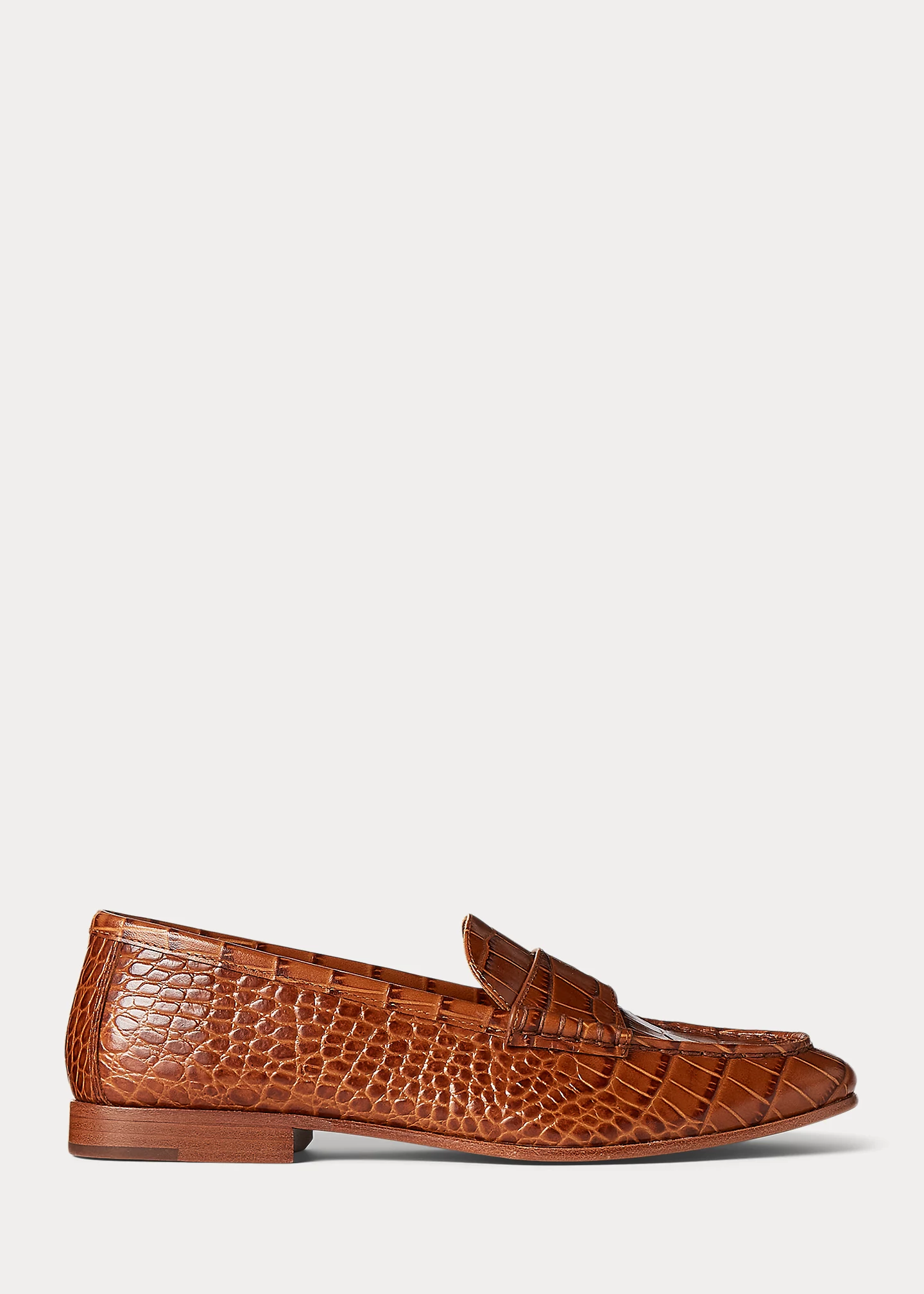 Croc-Embossed Leather Penny Loafer