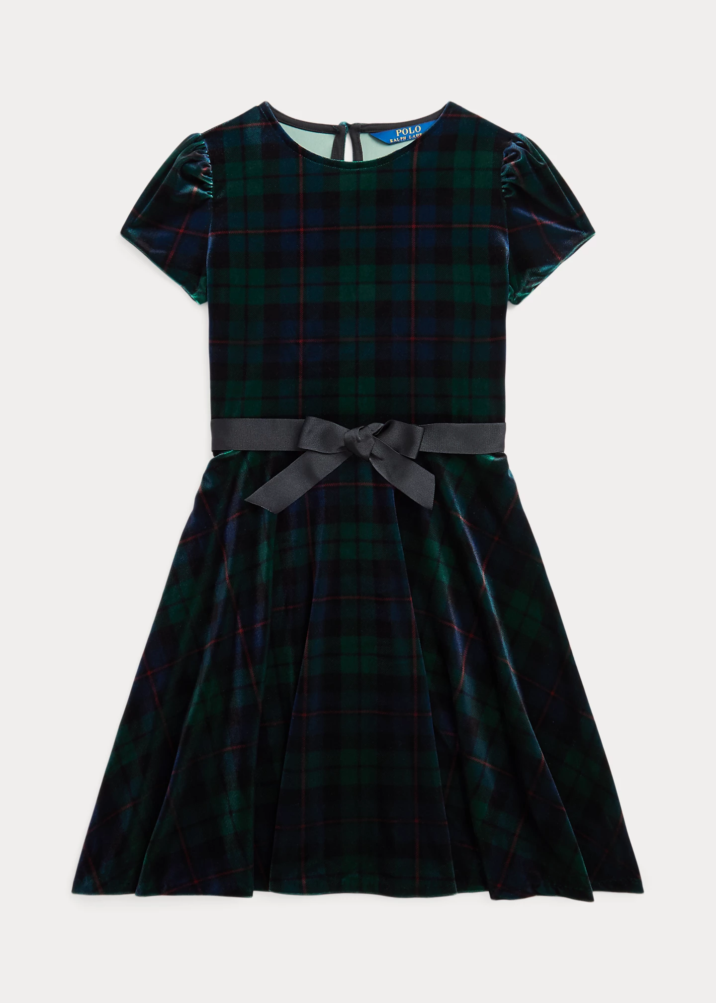 Plaid Belted Velvet Dress