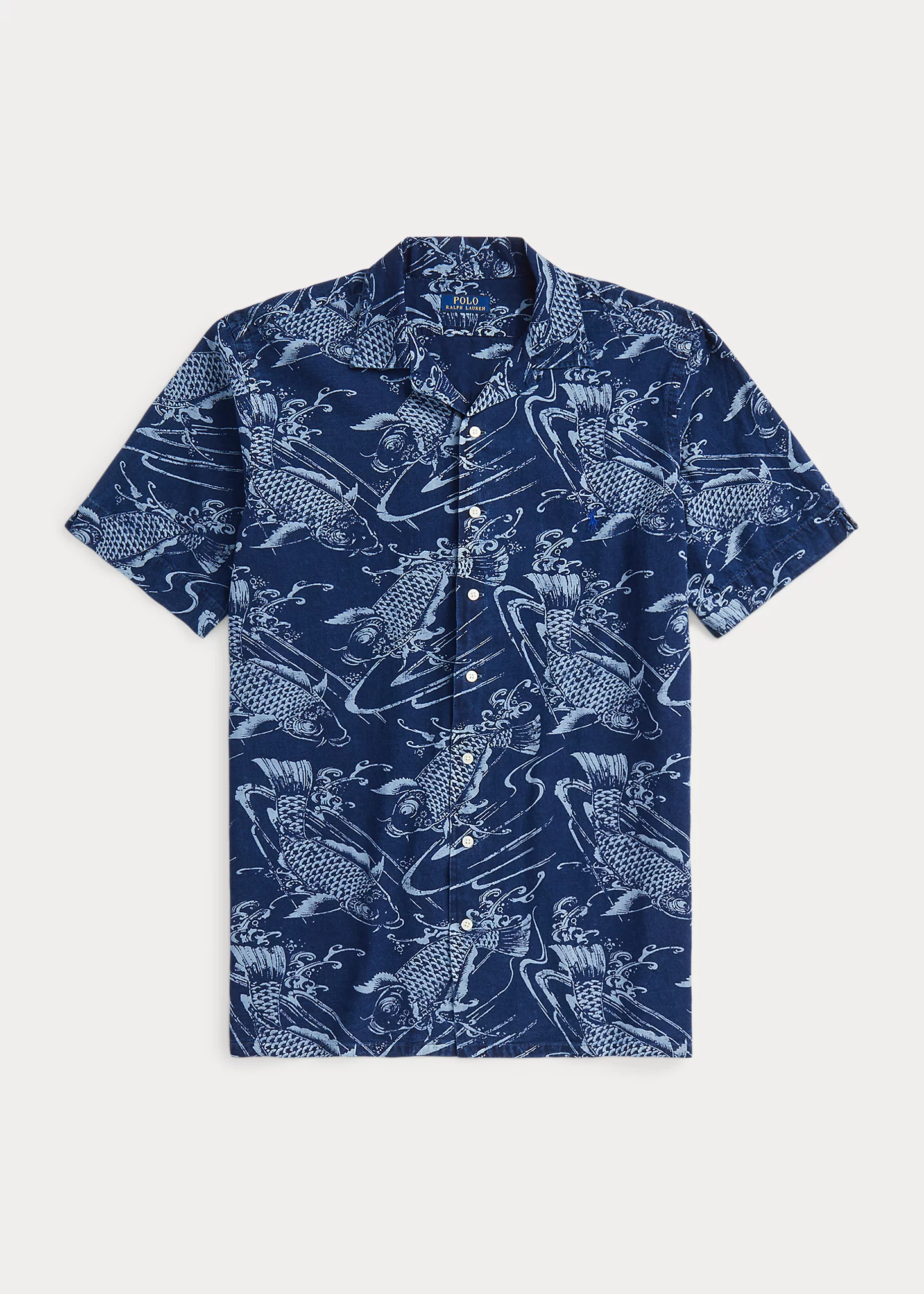 Koi-Print Cotton-Linen Shirt