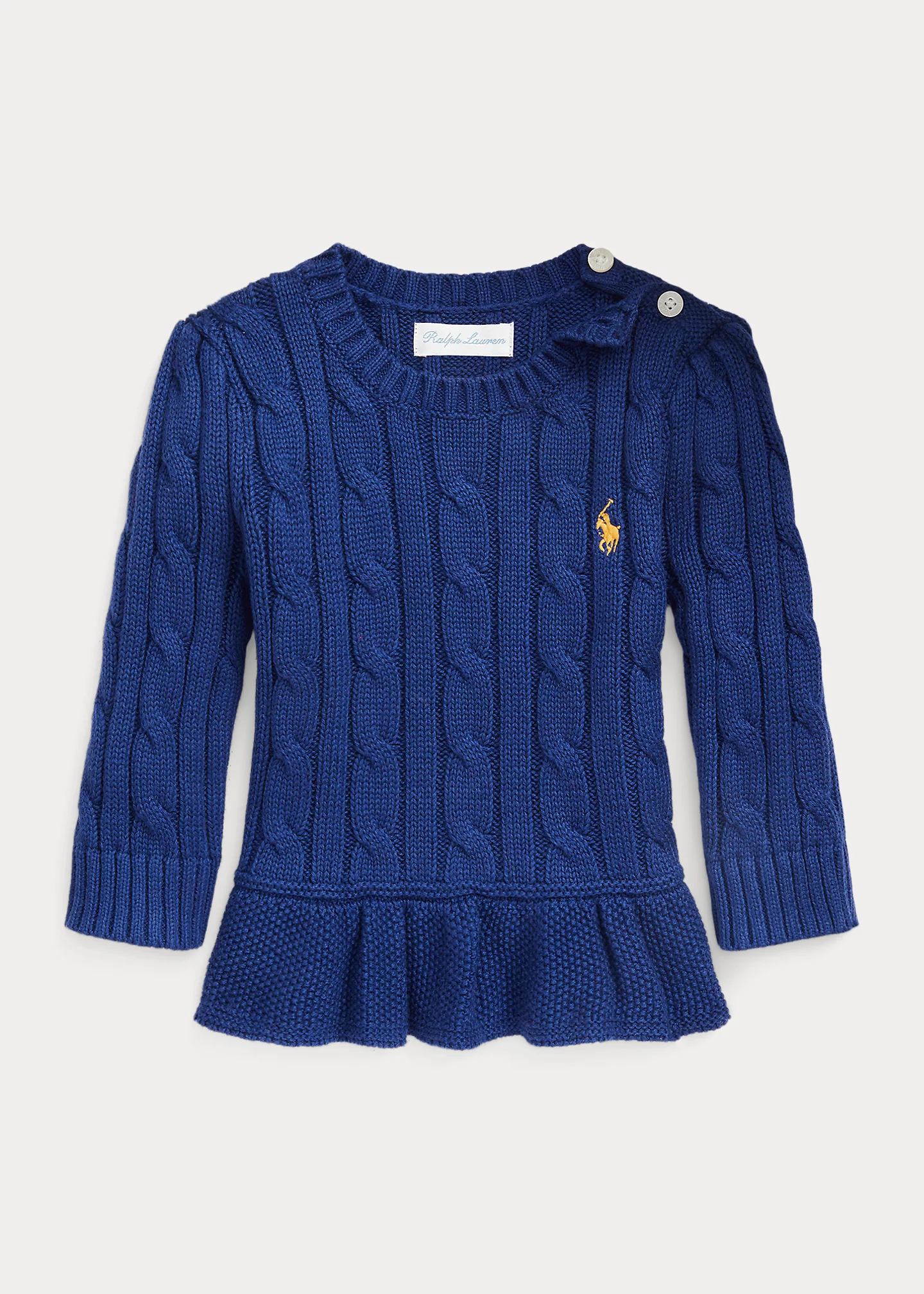 Cable-Knit Cotton Peplum Sweater