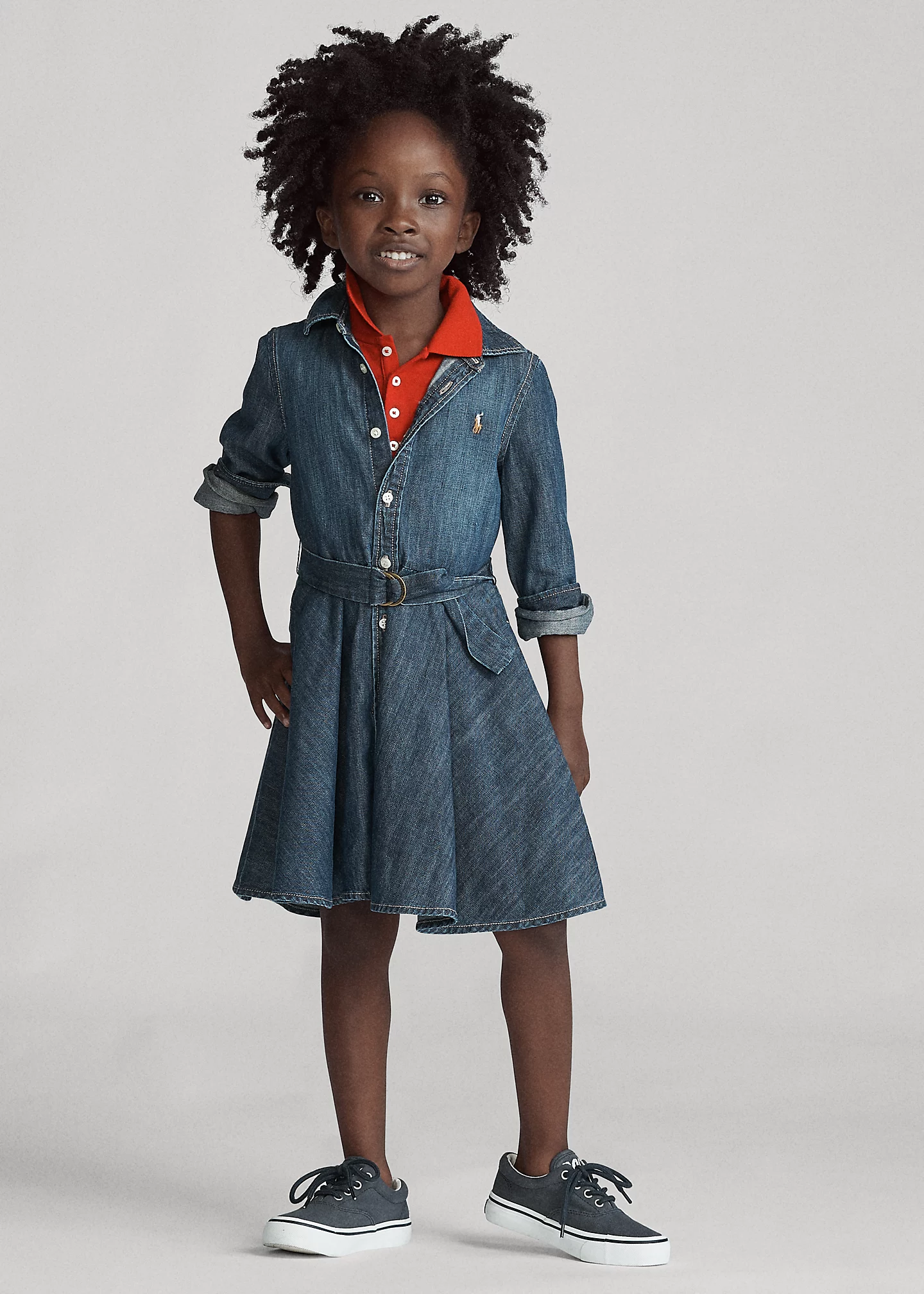 Belted Cotton Denim Shirtdress