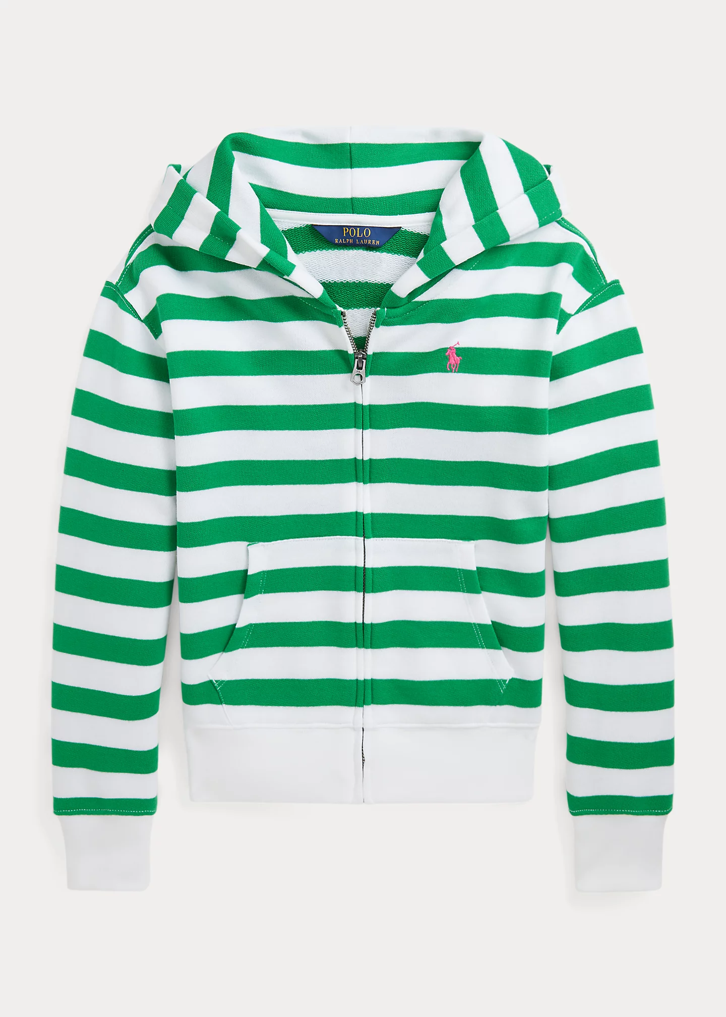 Striped Logo Terry Full-Zip Hoodie