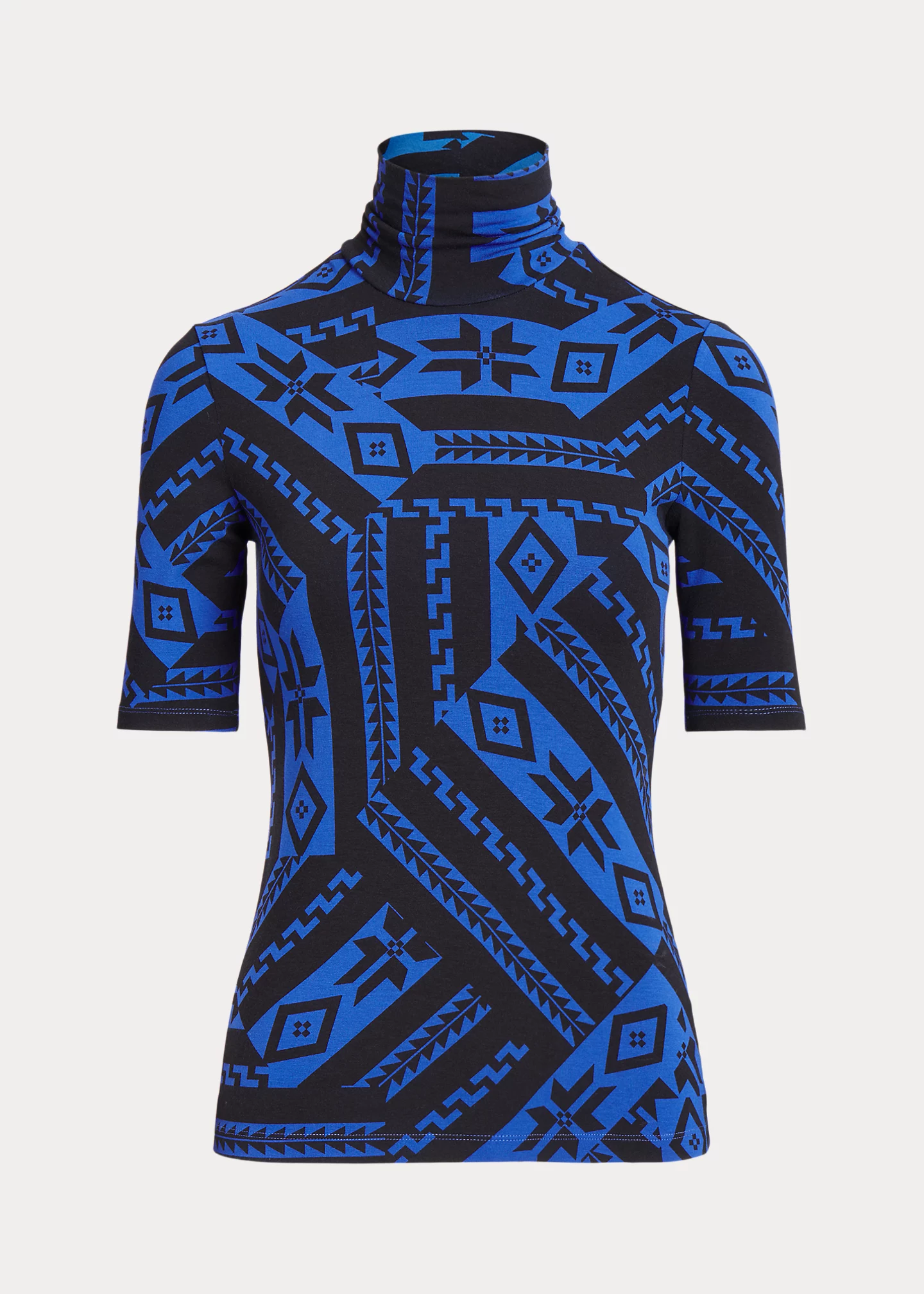 Fair Isle Stretch Jersey Turtleneck