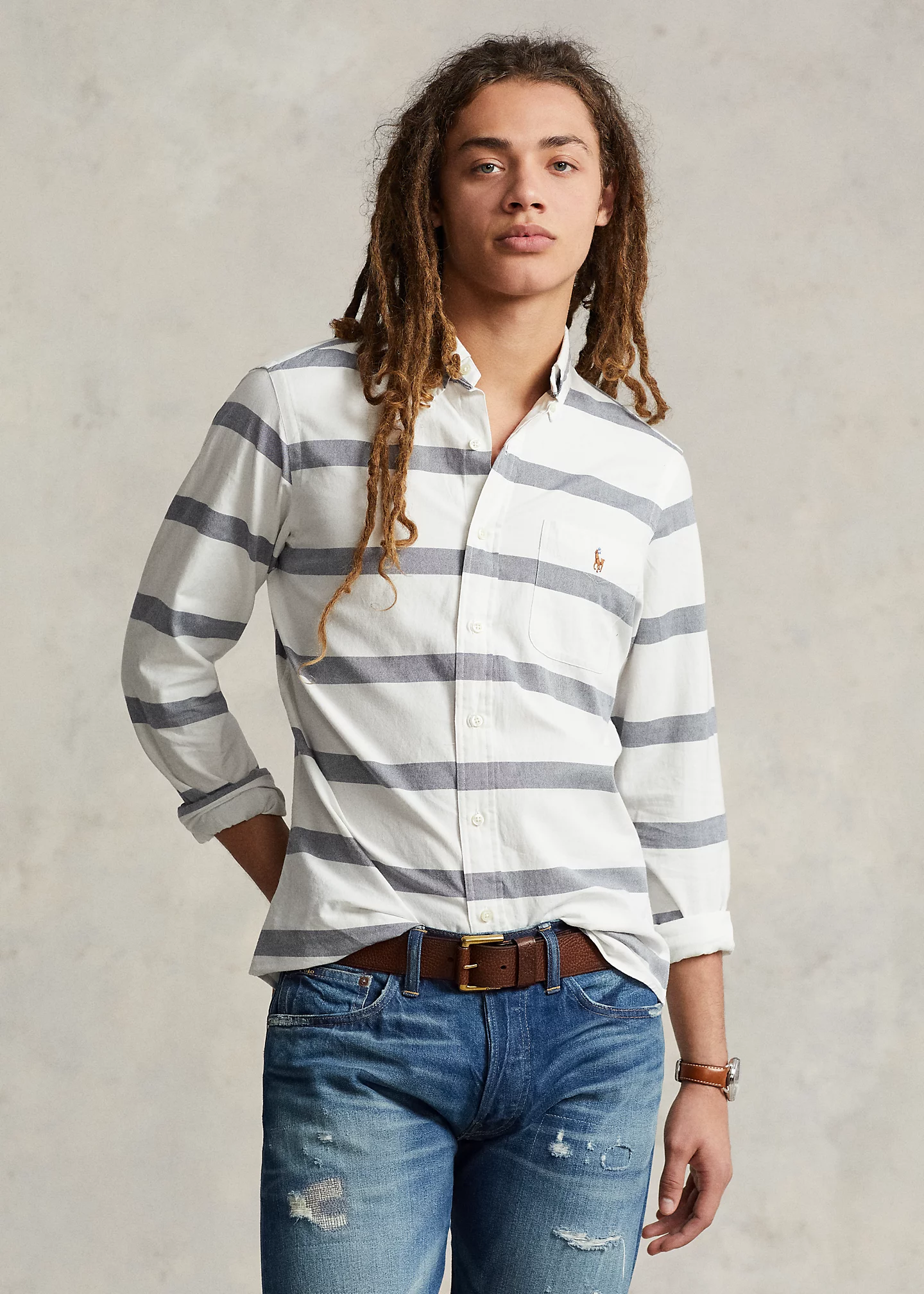 Classic Fit Striped Oxford Shirt