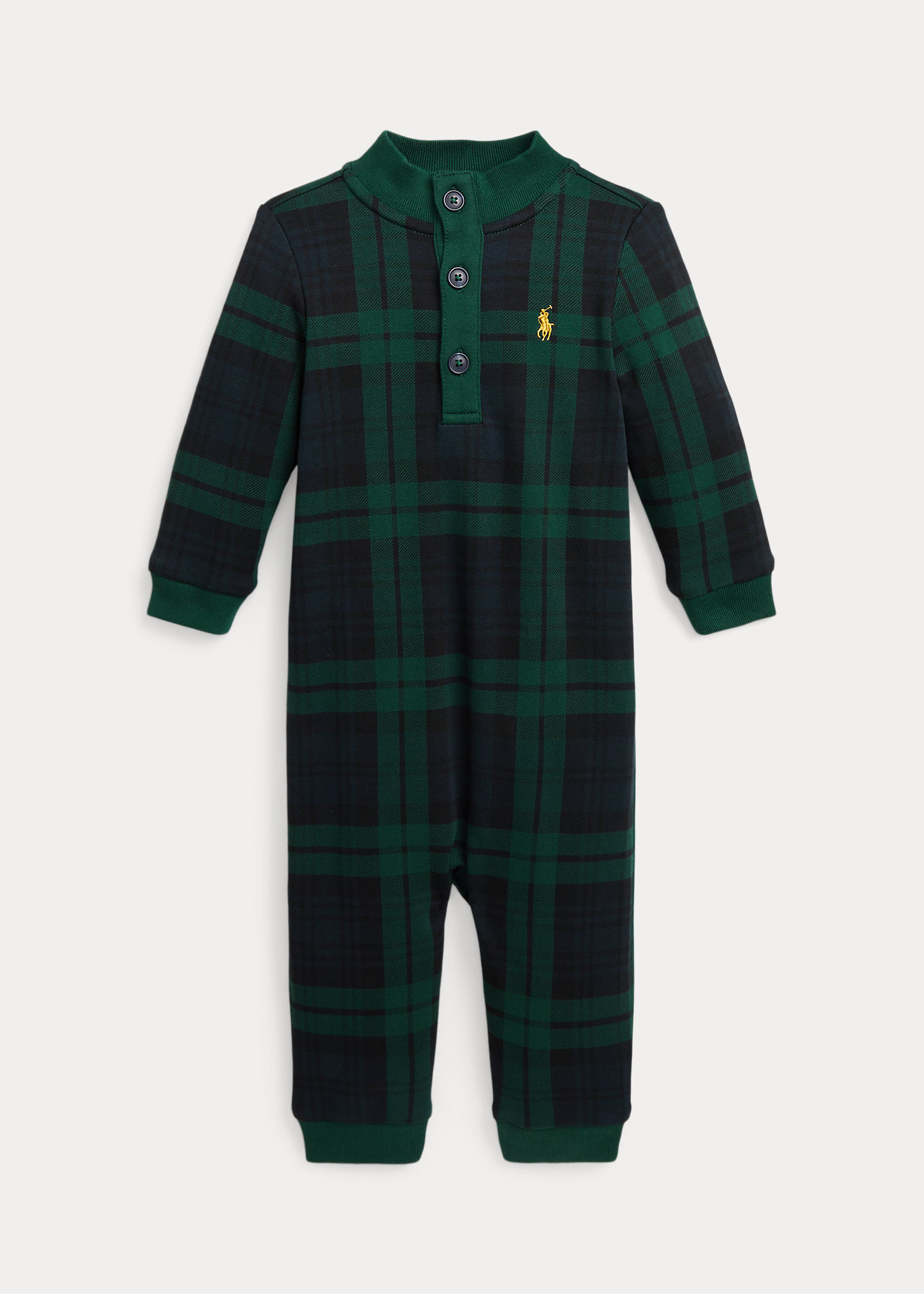 Plaid-Print Cotton Interlock Coverall
