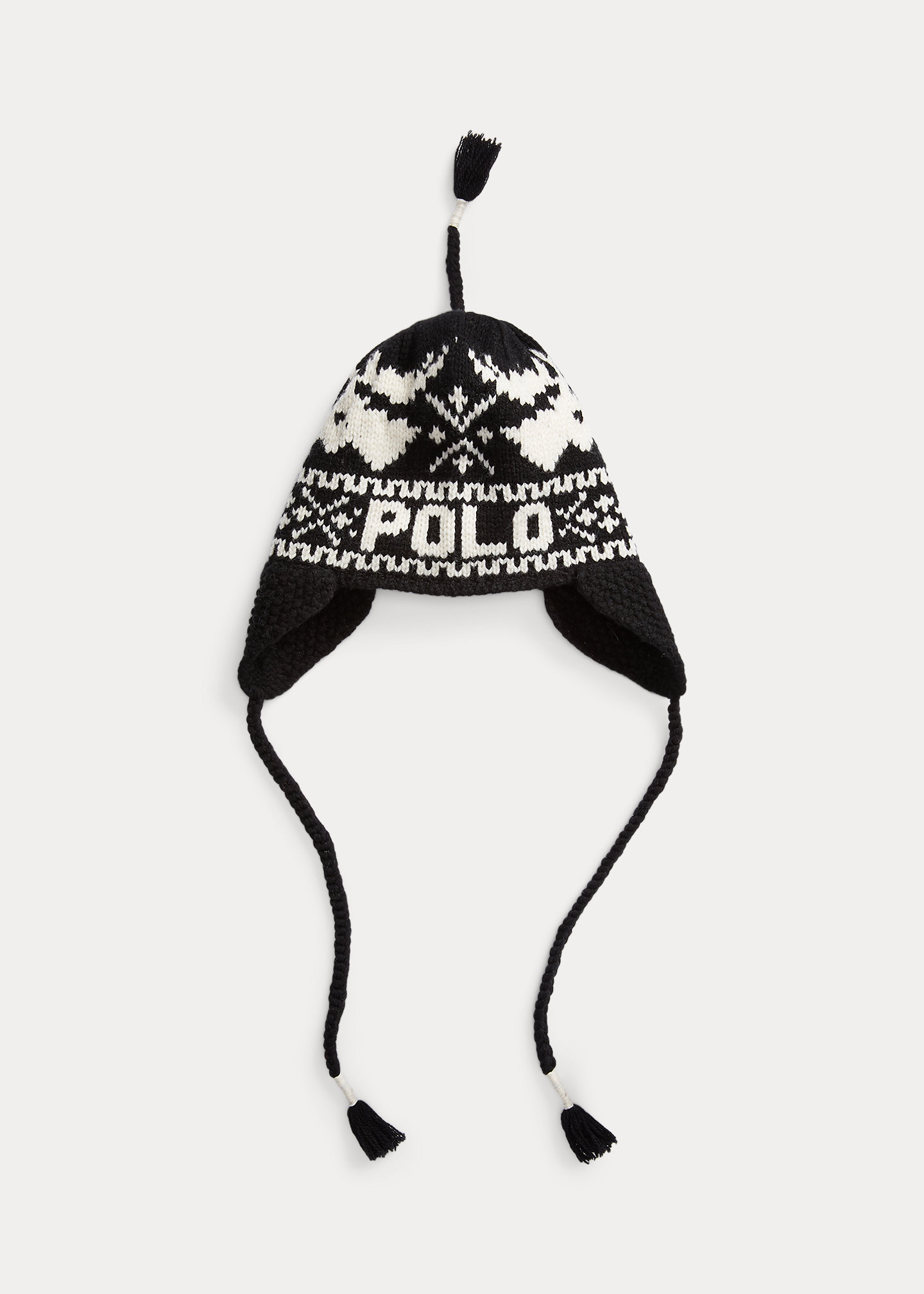 Jacquard-Knit Wool Earflap Hat