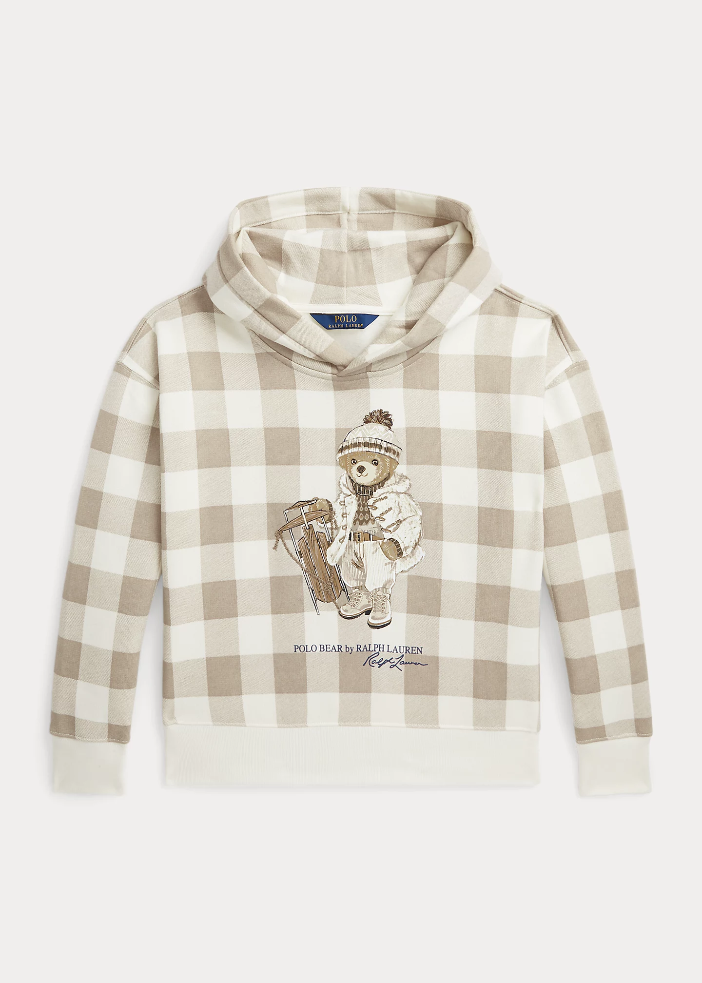 Plaid Polo Bear Fleece Hoodie