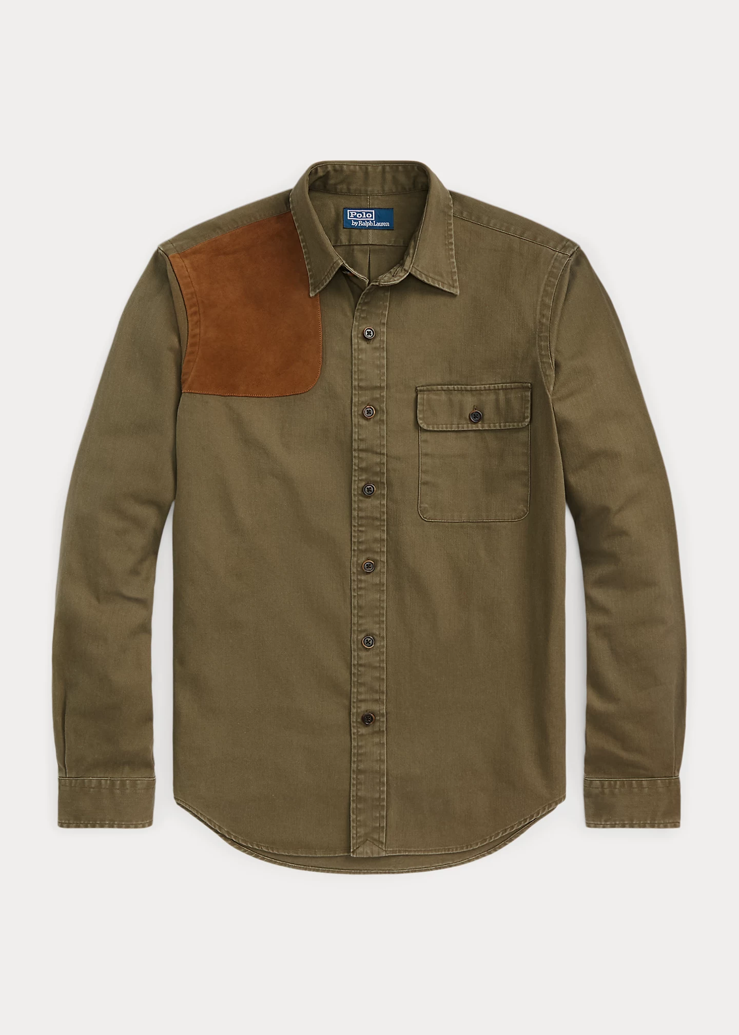 Custom Fit Suede-Patch Chino Shirt