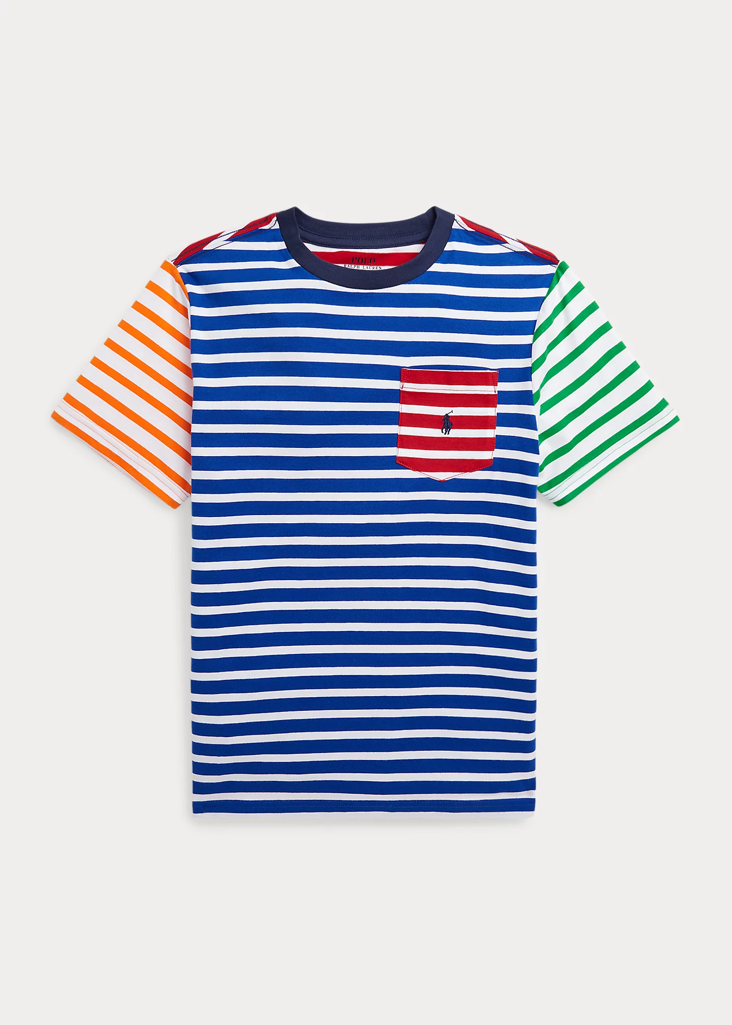 Striped Cotton Jersey Pocket Tee