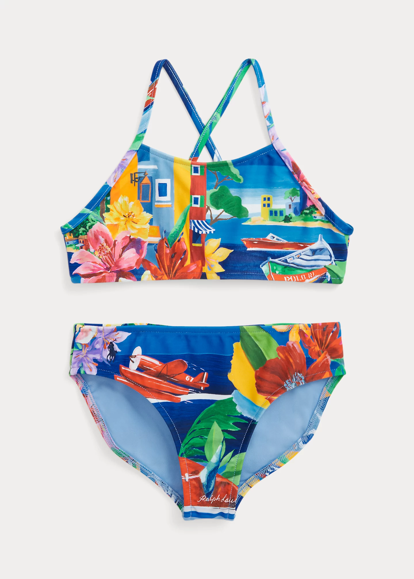 Seaside-Print Two-Piece Swimsuit