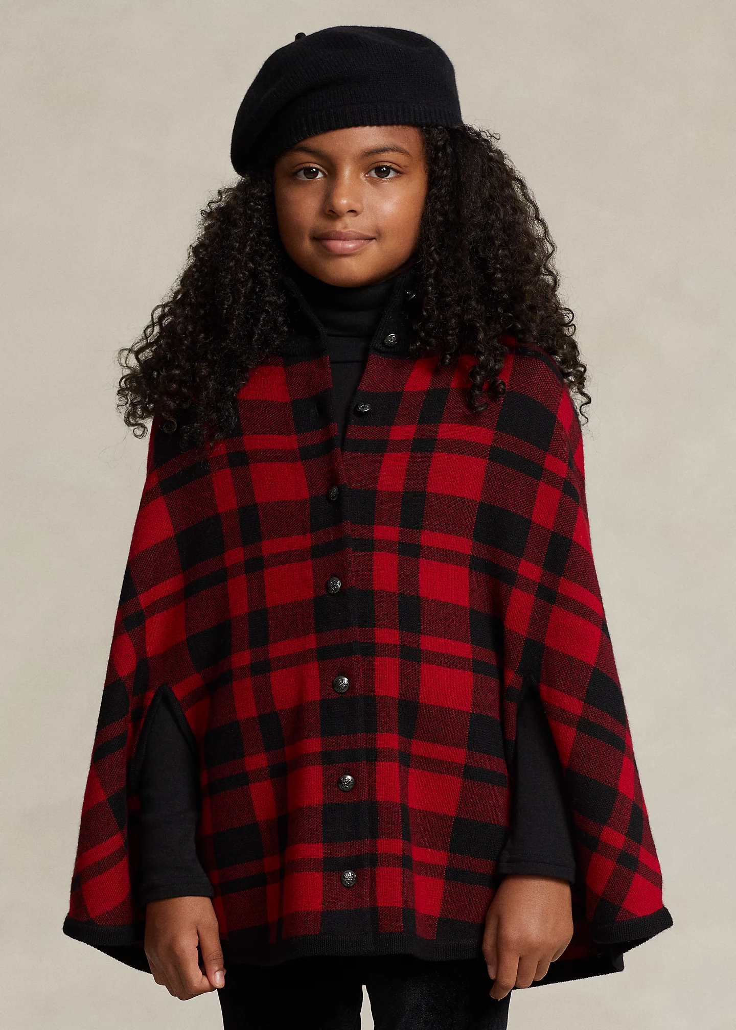 Plaid Wool Poncho