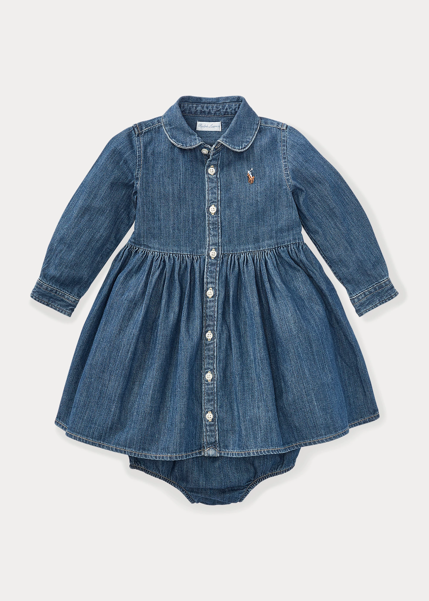 Shirred Denim Shirtdress & Bloomer