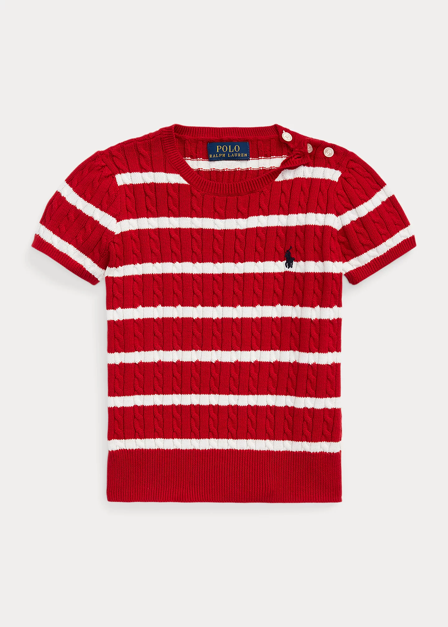 Striped Cotton Short-Sleeve Sweater