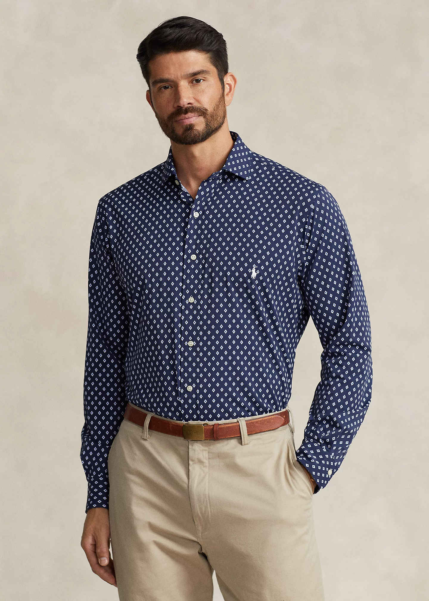 Diamond-Print Performance Twill Shirt