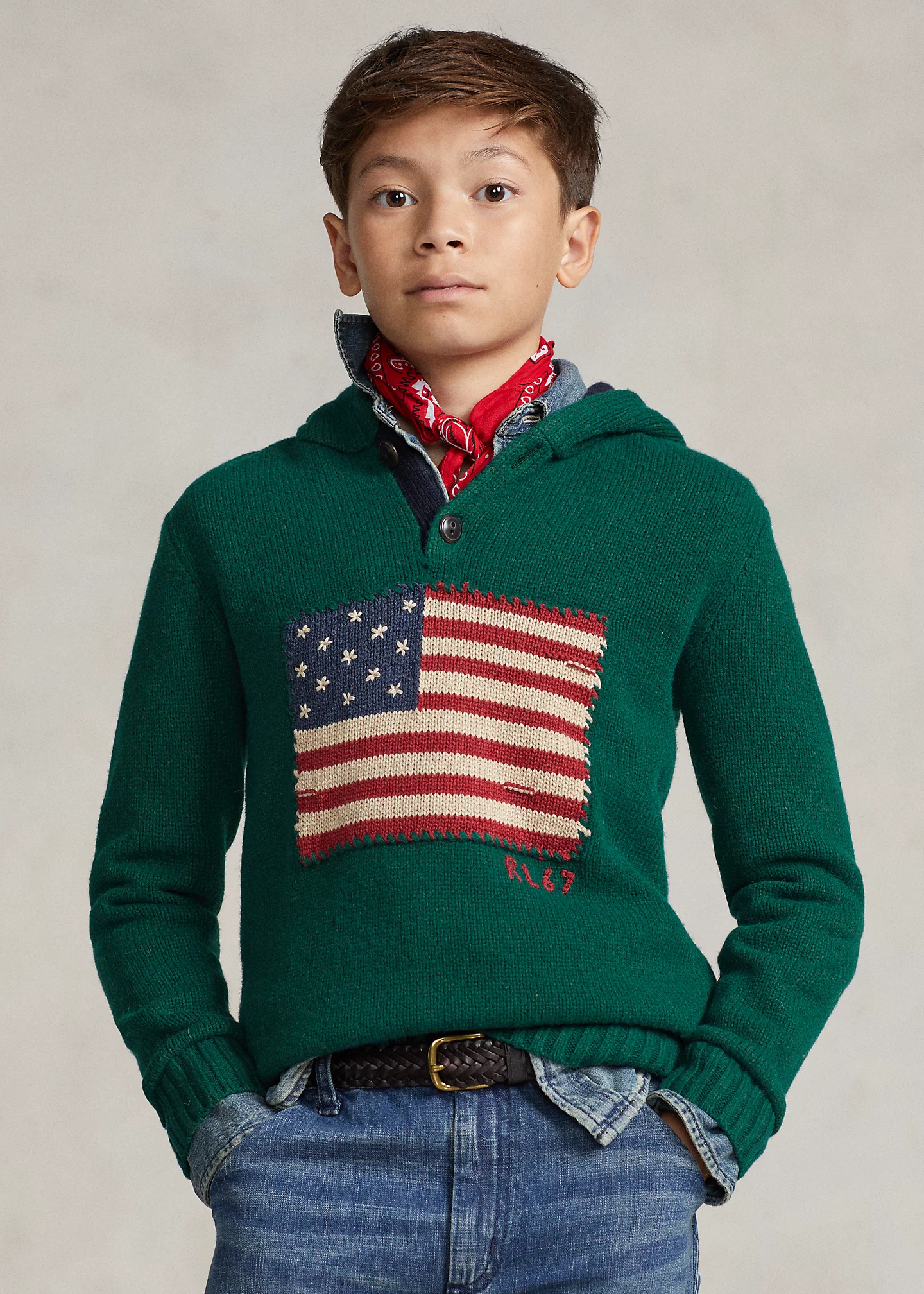 Flag Wool-Blend Hooded Sweater