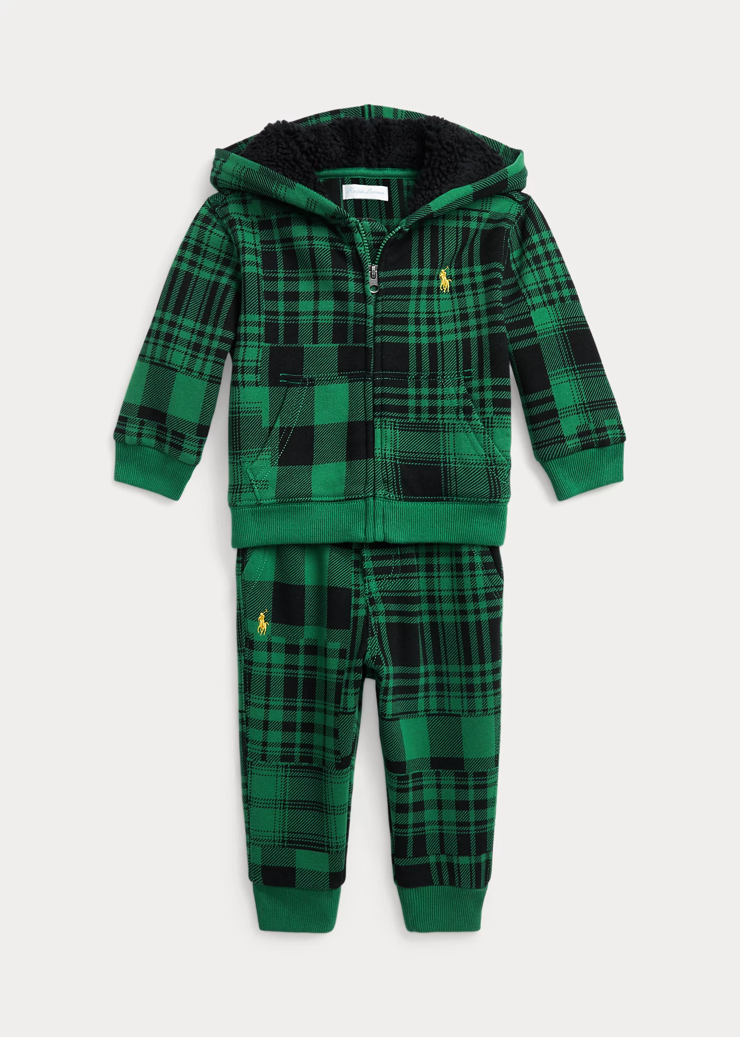 Plaid Fleece Full-Zip Hoodie & Pant Set