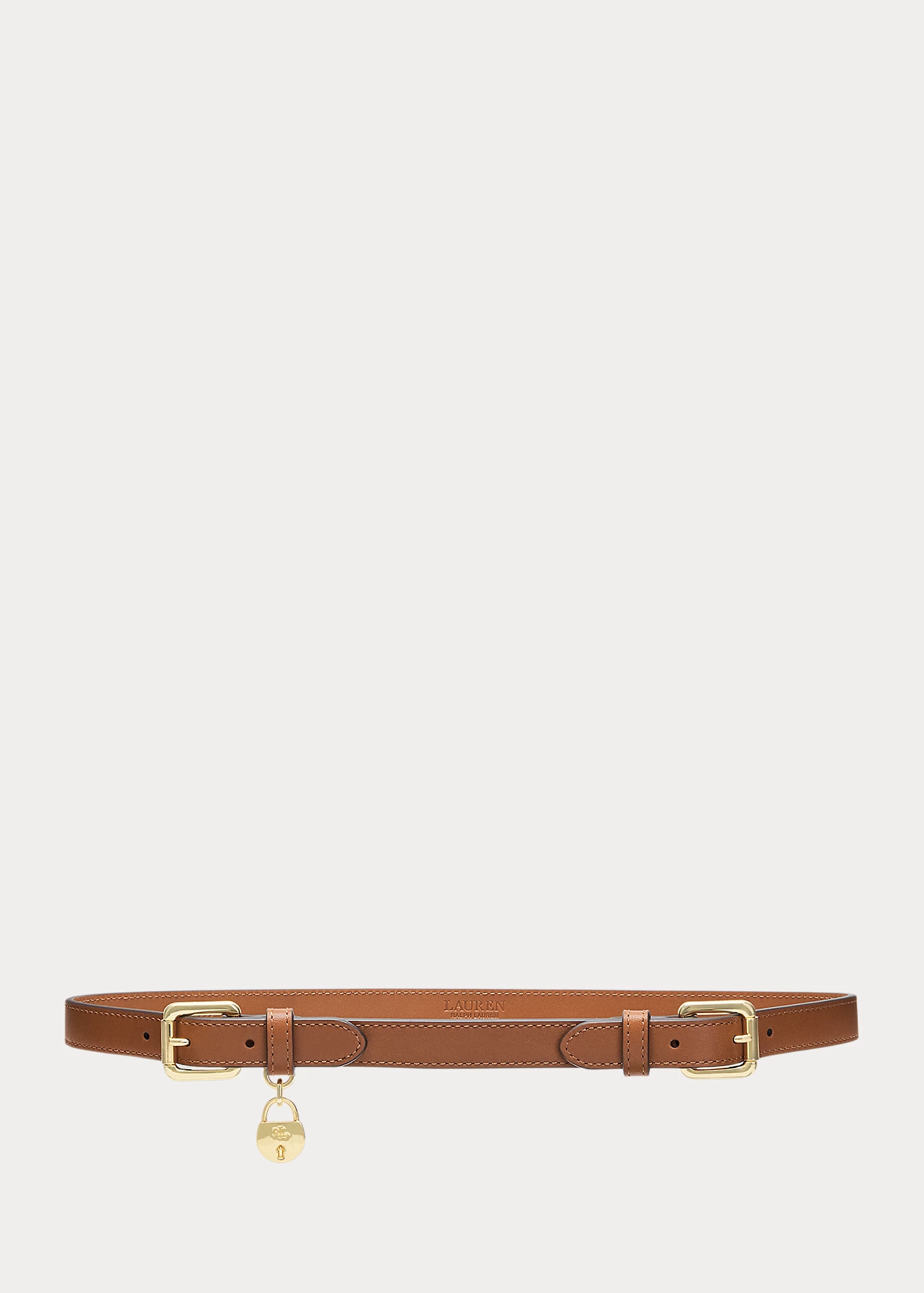 Leather Double-Buckle Skinny Belt