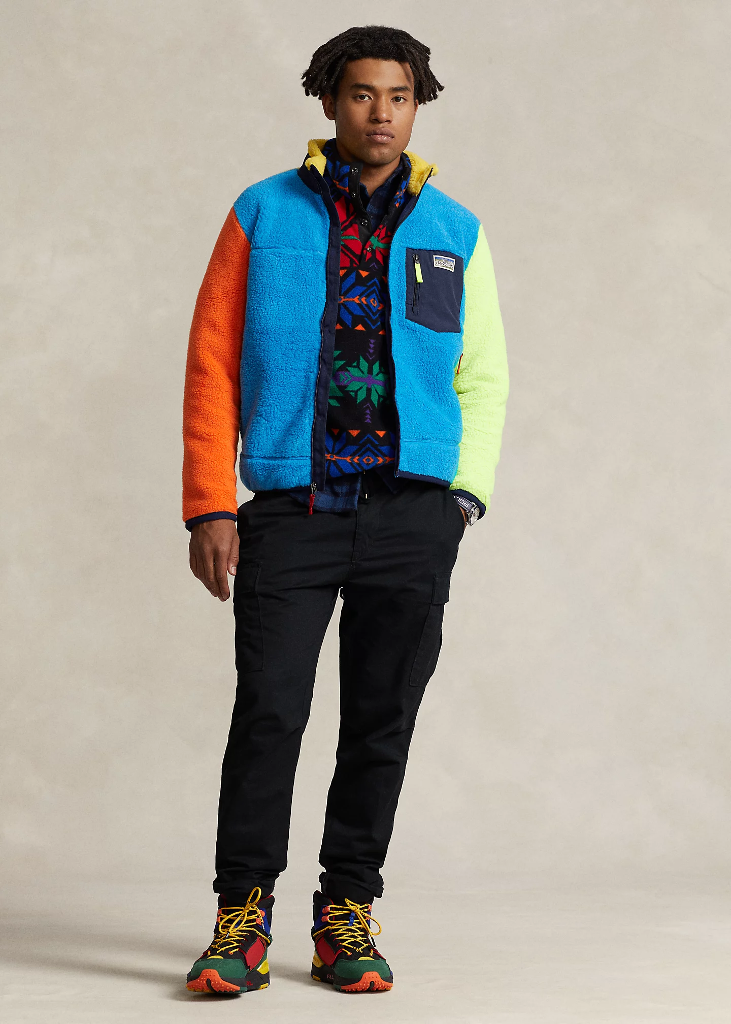 Color-Blocked Pile Fleece Jacket